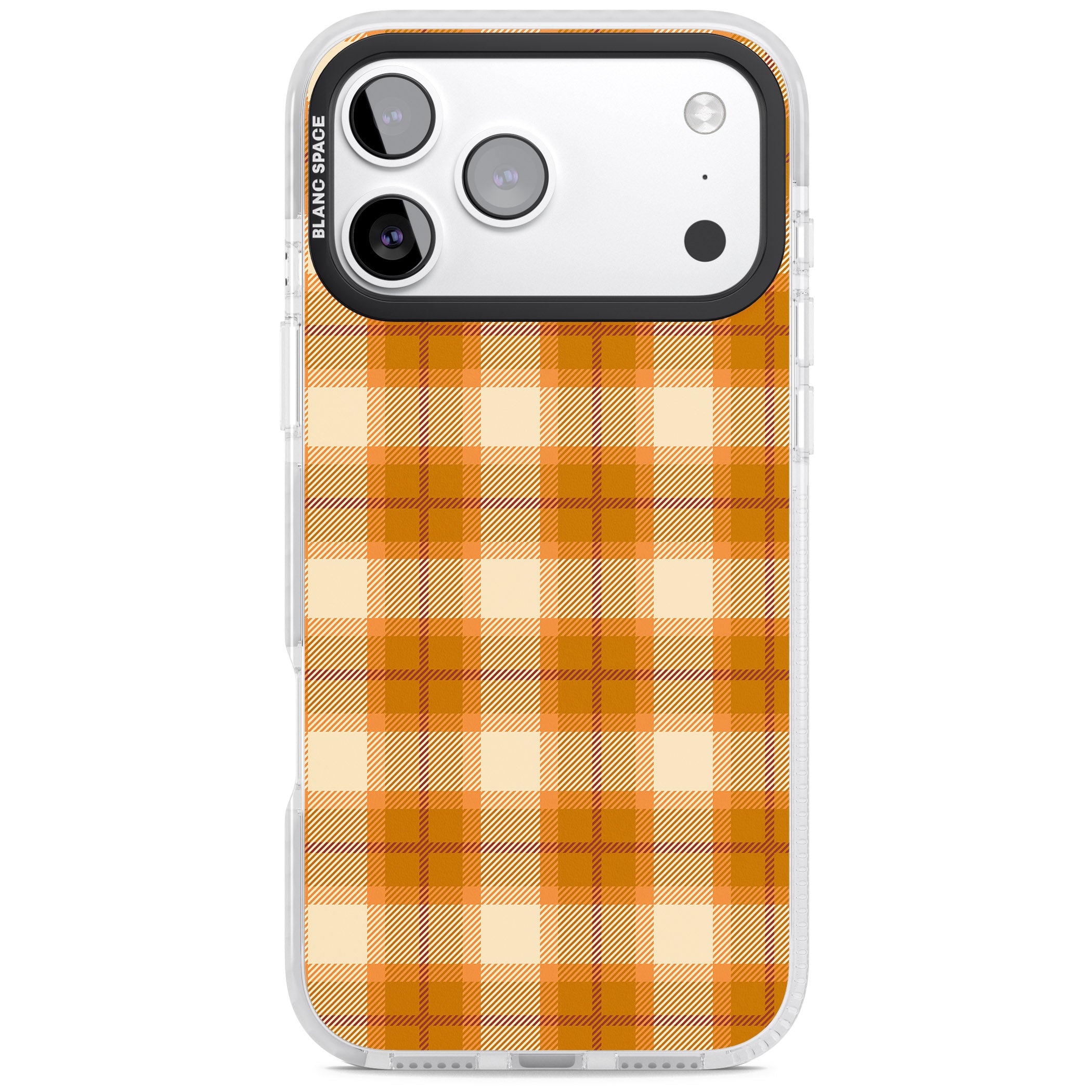 Pumpkin Plaid iPhone 17 Pro Max Impact Pro Clear Phone Case