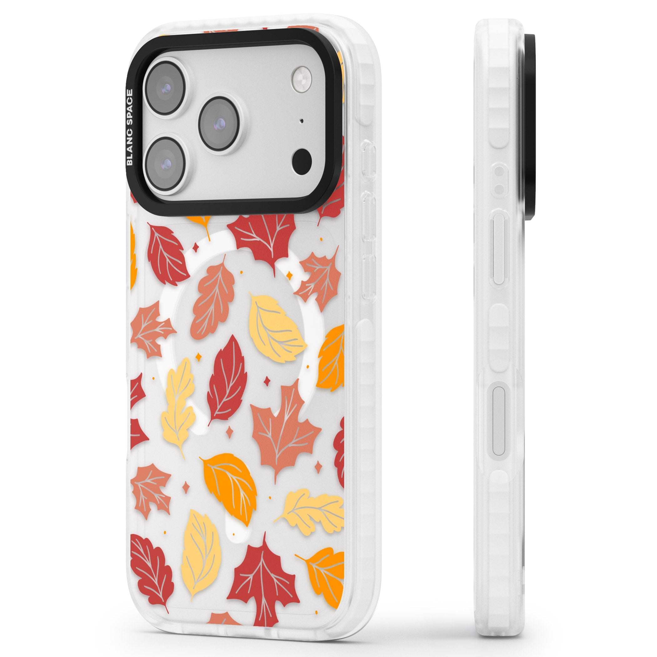 Autumn Leaves iPhone 17 Pro Max Impact Pro Clear Phone Case Side Profile