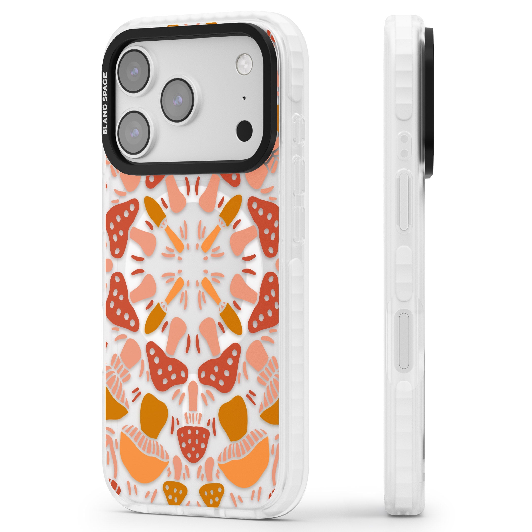 Mushroom Medley iPhone 17 Pro Max Impact Pro Clear Phone Case Side Profile