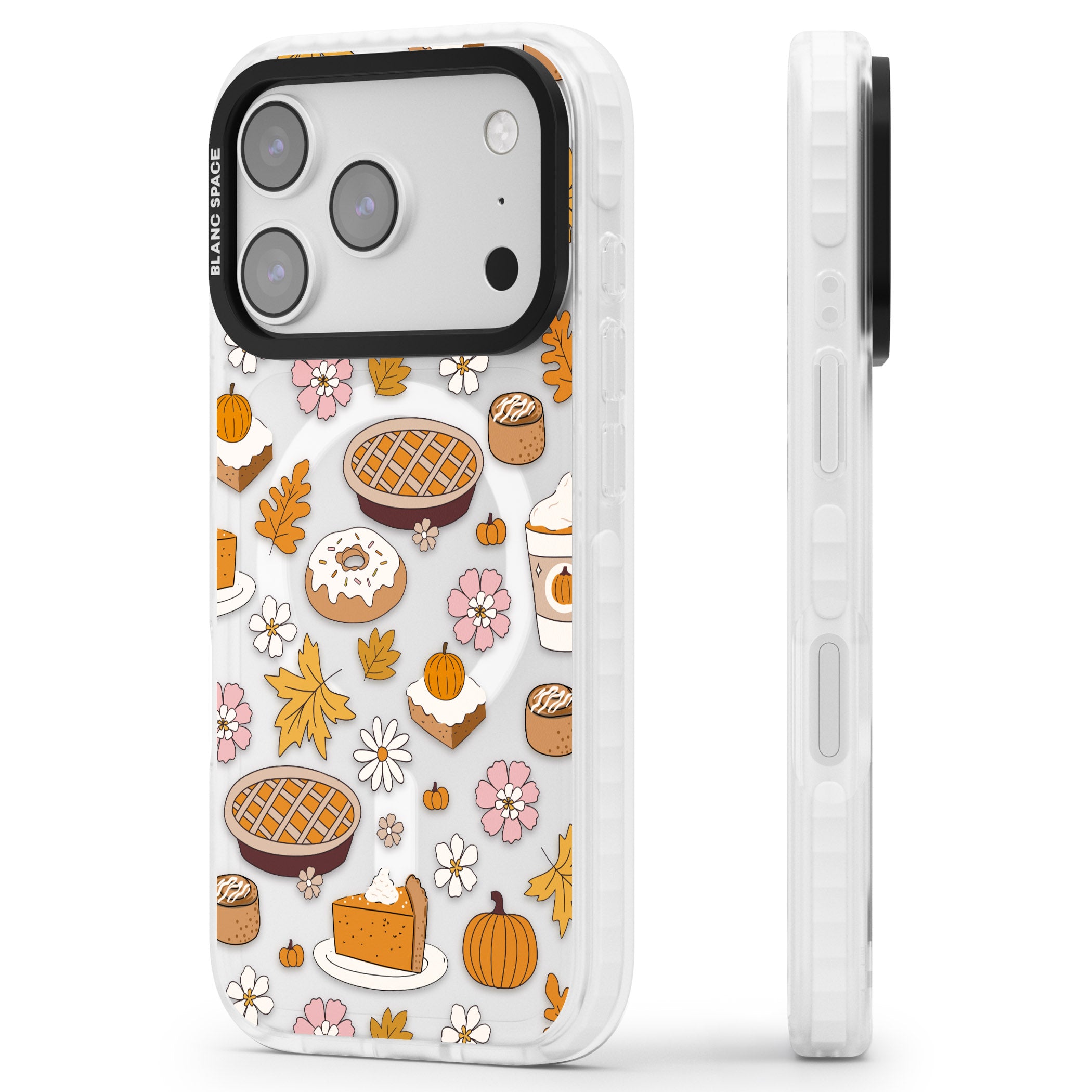 Pumpkin Pie Autumn Treats iPhone 17 Pro Max Impact Pro Clear Phone Case Side Profile