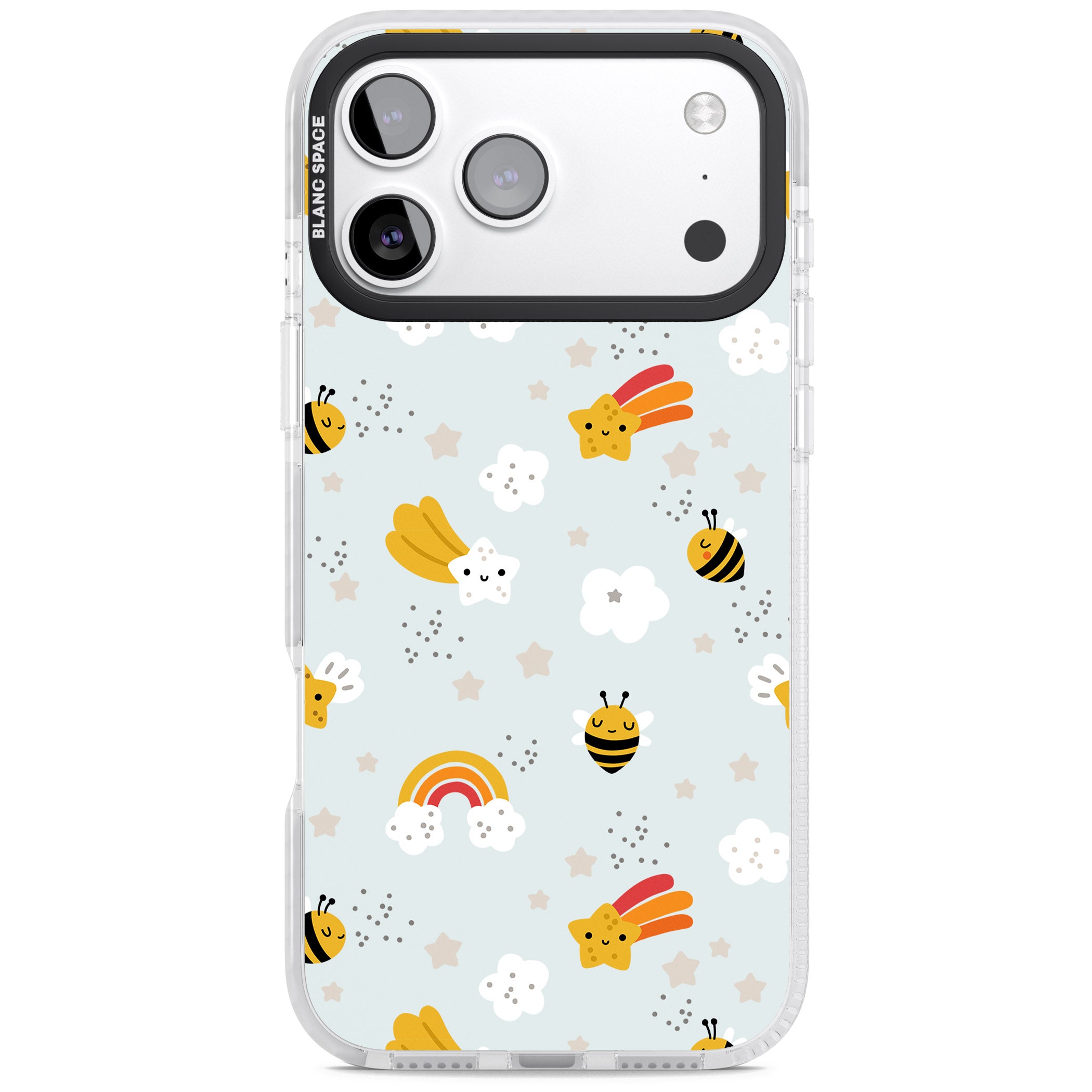 Sweet As Honey Patterns: Bees & Rainbows iPhone 17 Pro Max Impact Pro Clear Phone Case