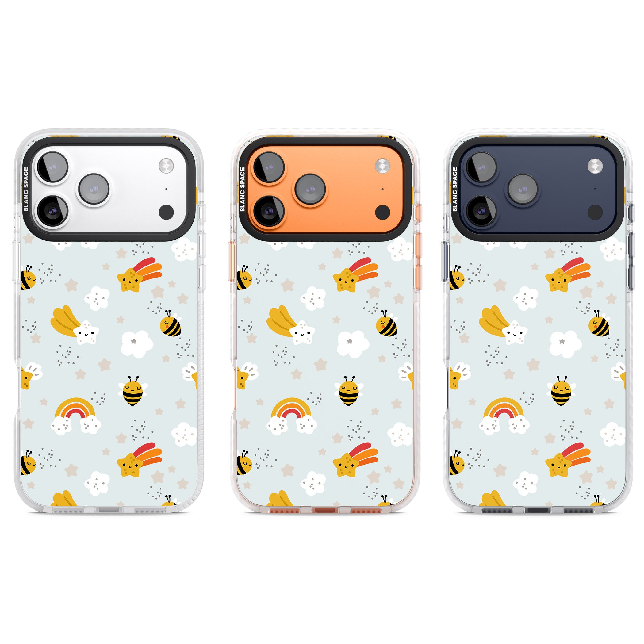 Sweet As Honey Patterns: Bees & Rainbows iPhone 17 Pro Impact Pro Clear Phone Case APT Impact Protection