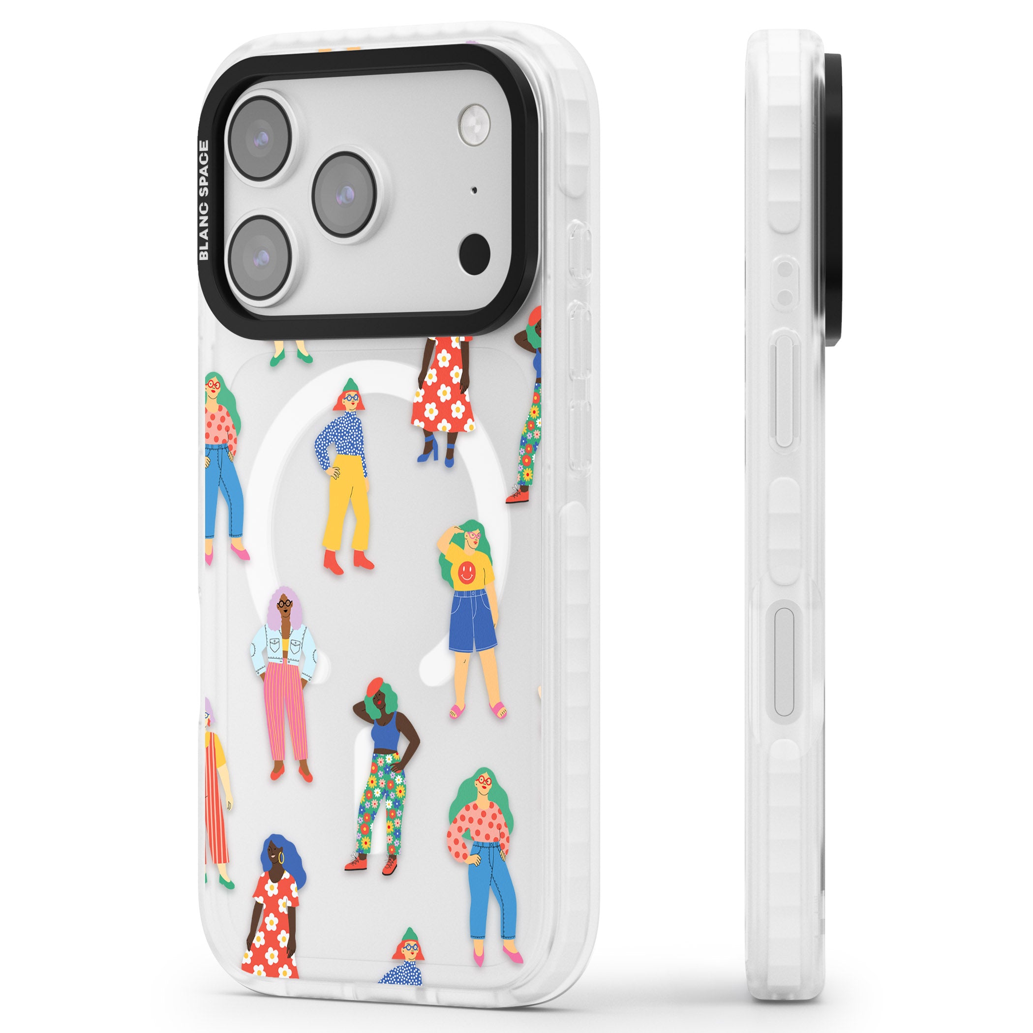 Girls Pattern iPhone 17 Pro Max Impact Pro Clear Phone Case Side Profile