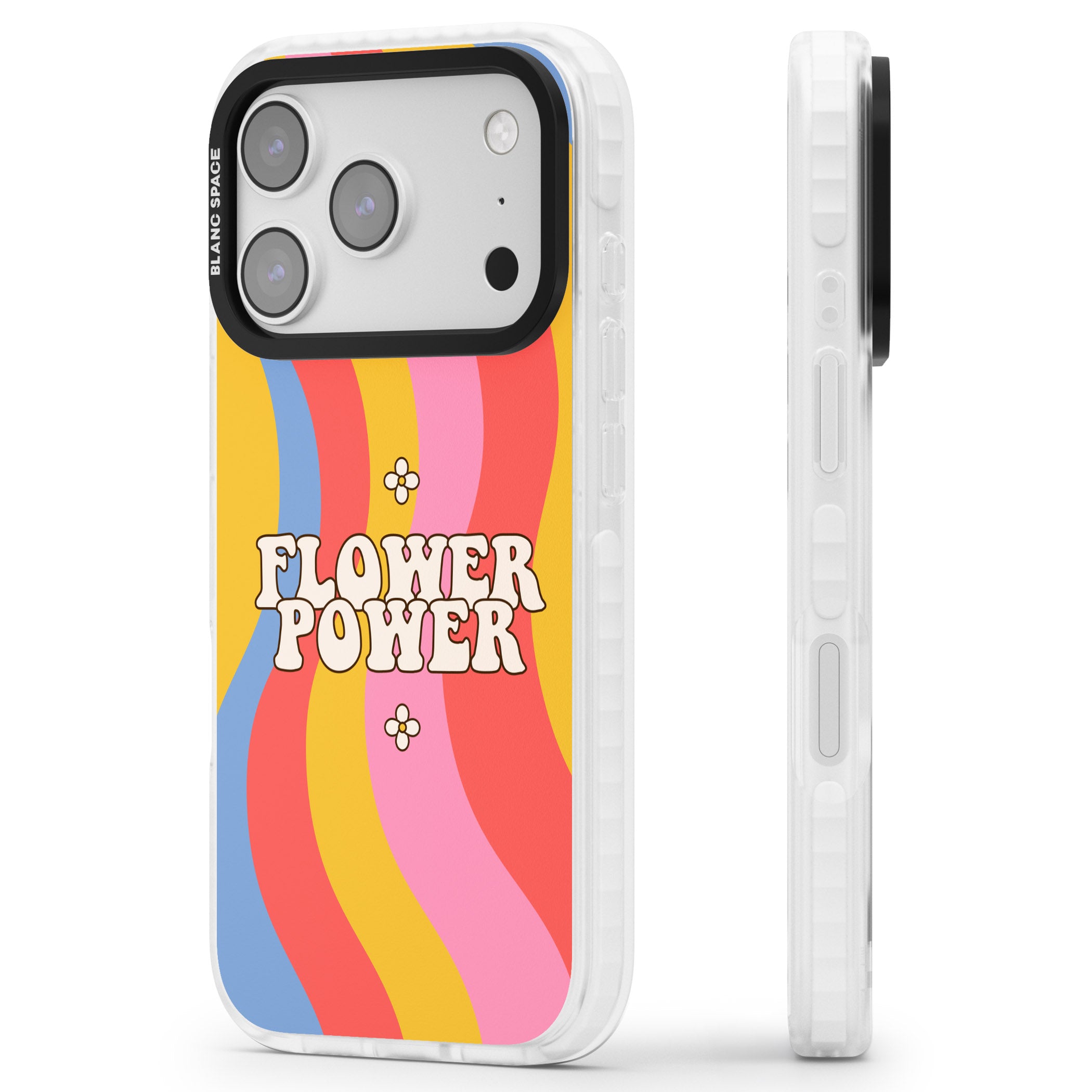 Melting Flower Power iPhone 17 Pro Max Impact Pro Clear Phone Case Side Profile