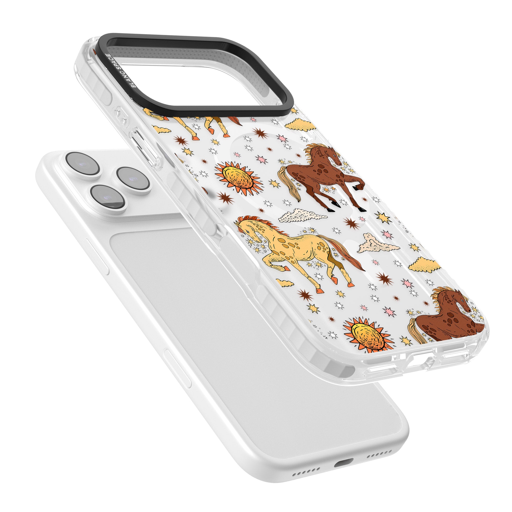 Boho Celestial Wild Horses iPhone 17 Pro Max Impact Pro Clear Phone Case Colours