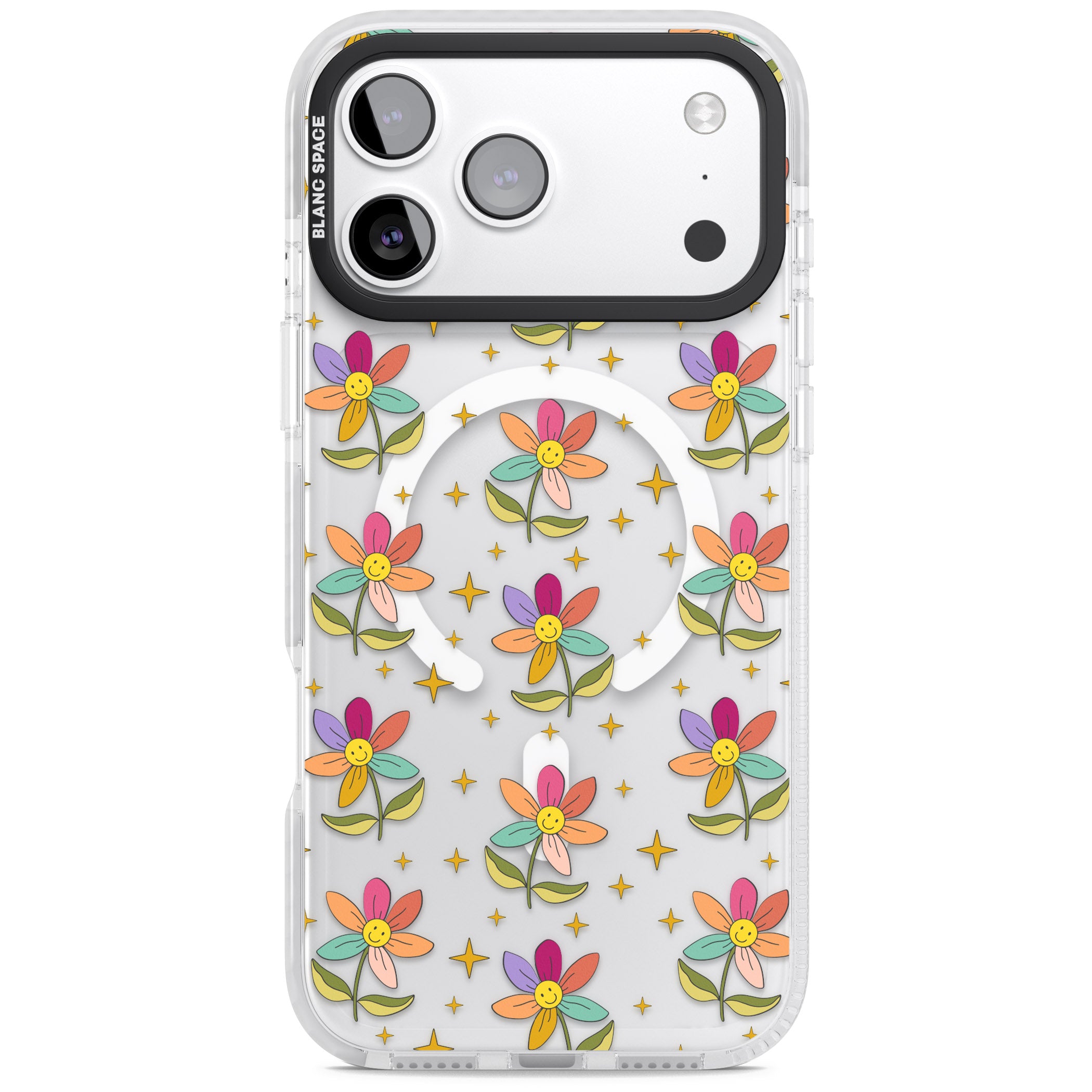 Boho Celestial Happy Flower iPhone 17 Pro Max Impact Pro Clear Phone Case