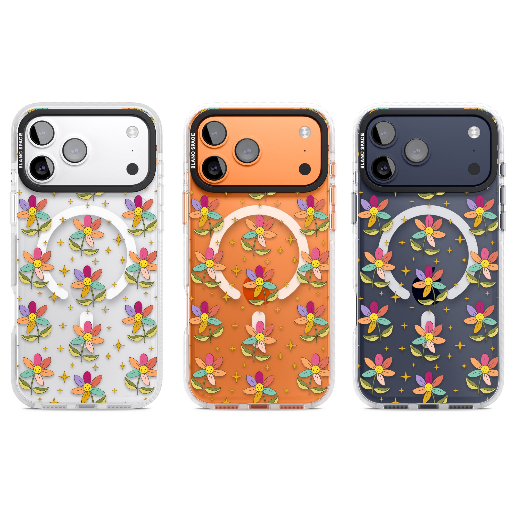 Boho Celestial Happy Flower iPhone 17 Pro Impact Pro Clear Phone Case APT Impact Protection