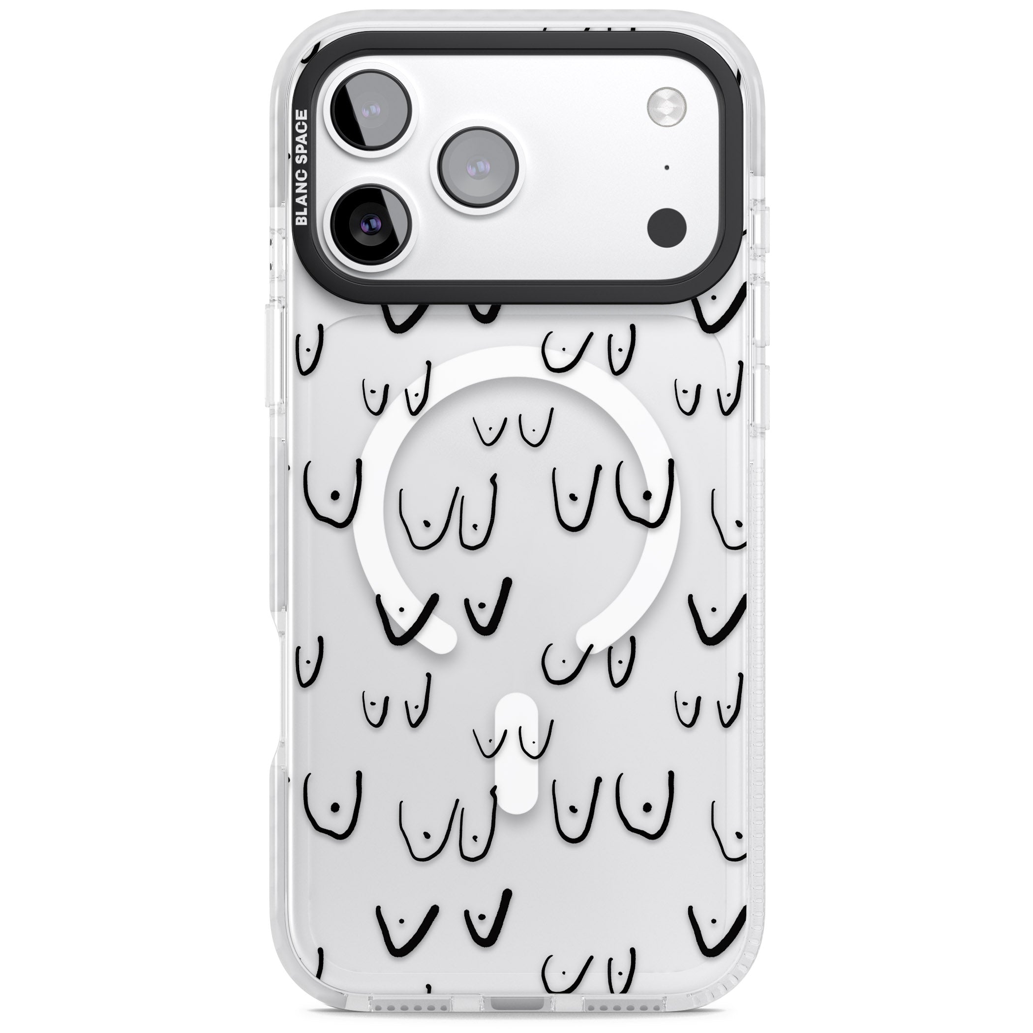 Boob Pattern (Black) iPhone 17 Pro Max Impact Pro Clear Phone Case