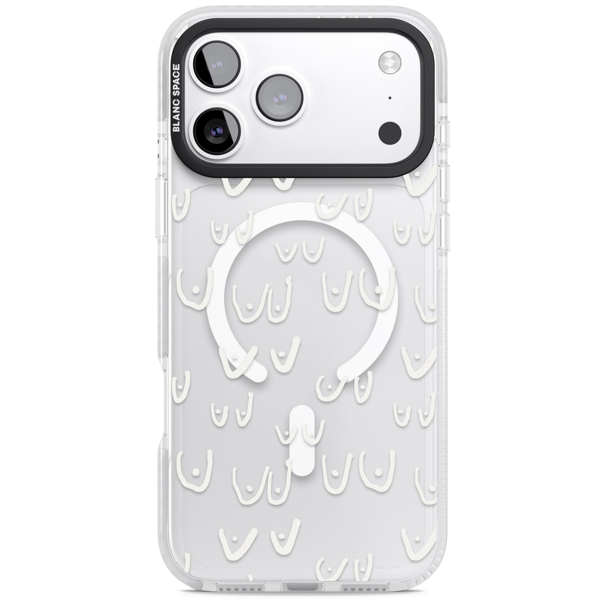 Boob Pattern (White) iPhone 17 Pro Max Impact Pro Clear Phone Case