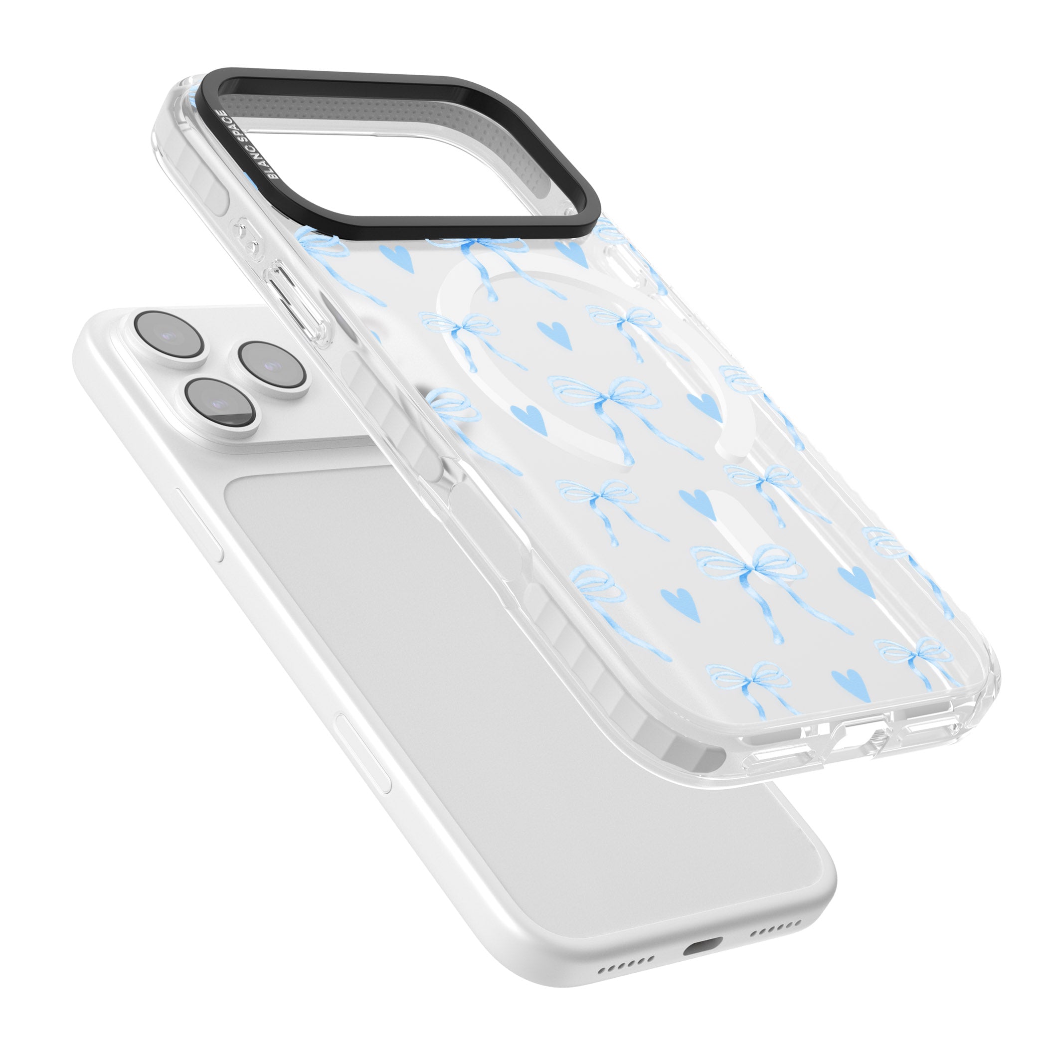Blue Bows & Hearts iPhone 17 Pro Max Impact Pro Clear Phone Case Colours