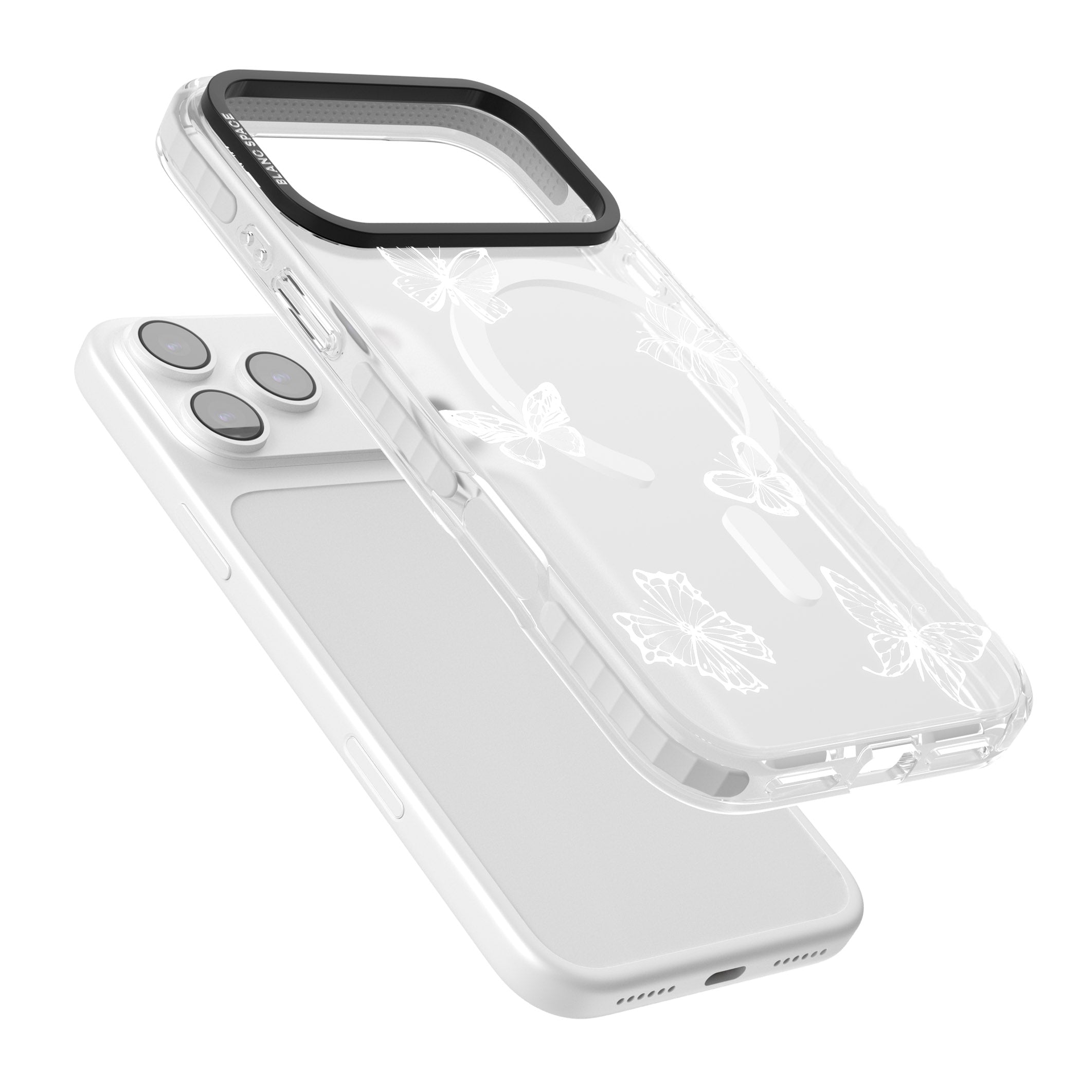 White Butterfly Line Pattern iPhone 17 Pro Max Impact Pro Clear Phone Case Colours