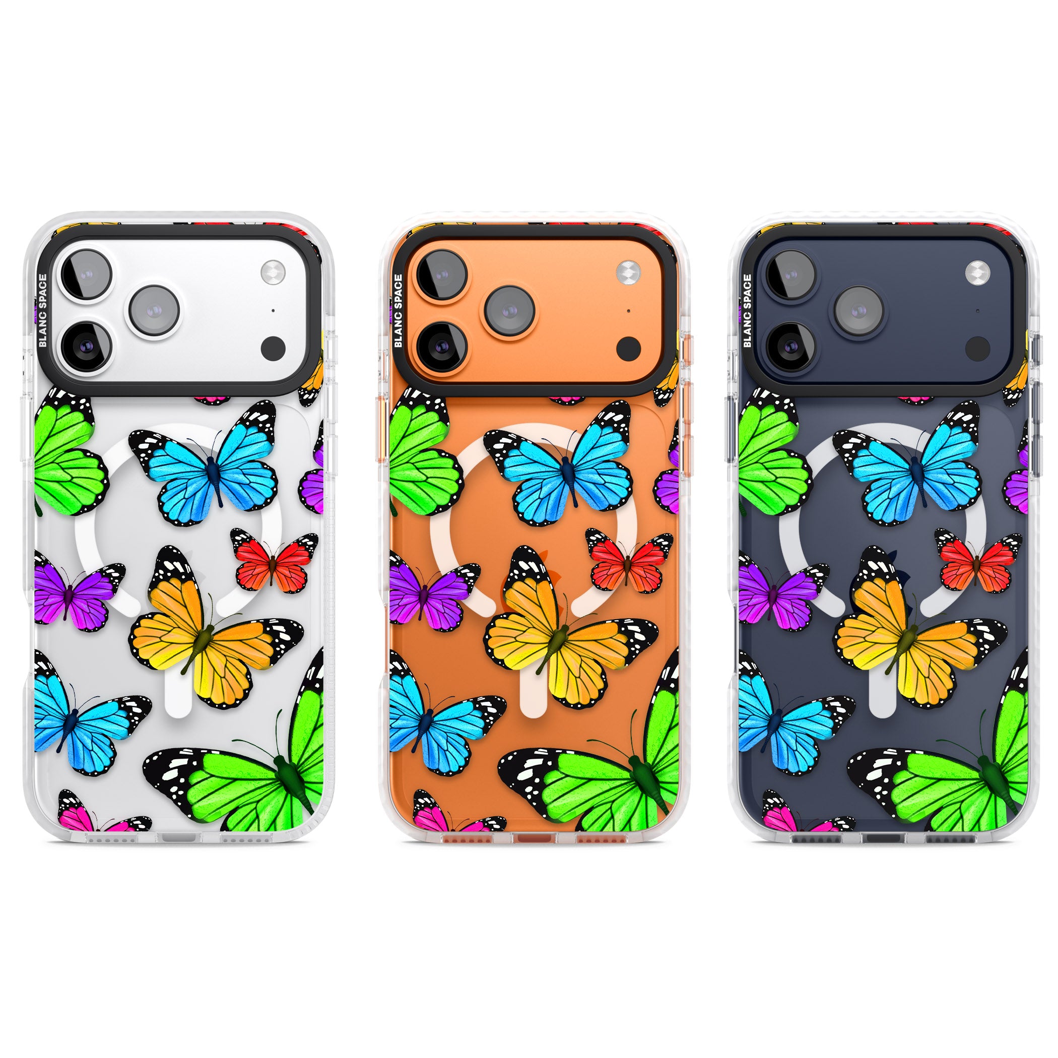 Vibrant Butterflies iPhone 17 Pro Impact Pro Clear Phone Case APT Impact Protection