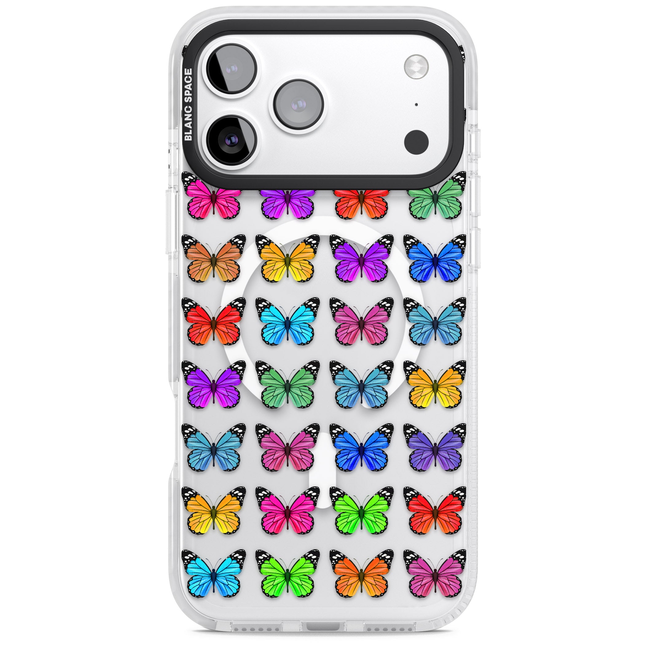Colourful Butterfly Pattern iPhone 17 Pro Max Impact Pro Clear Phone Case