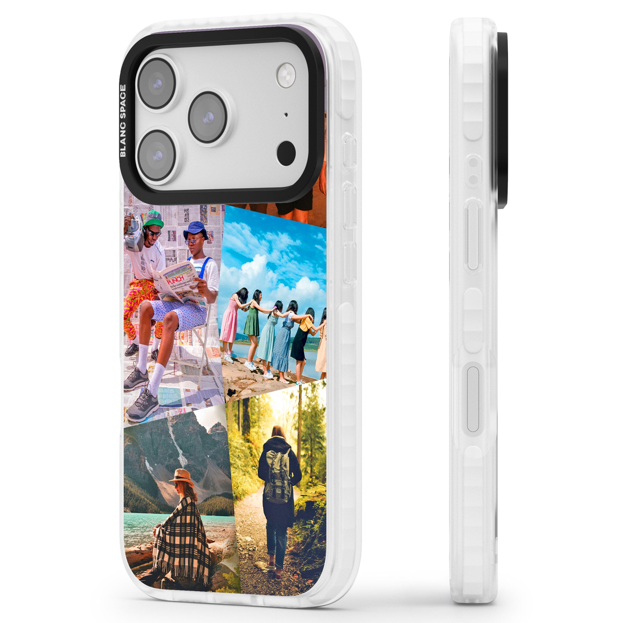 Personalised Abstract Photo Grid iPhone 17 Pro Max Impact Pro Clear Phone Case Side Profile