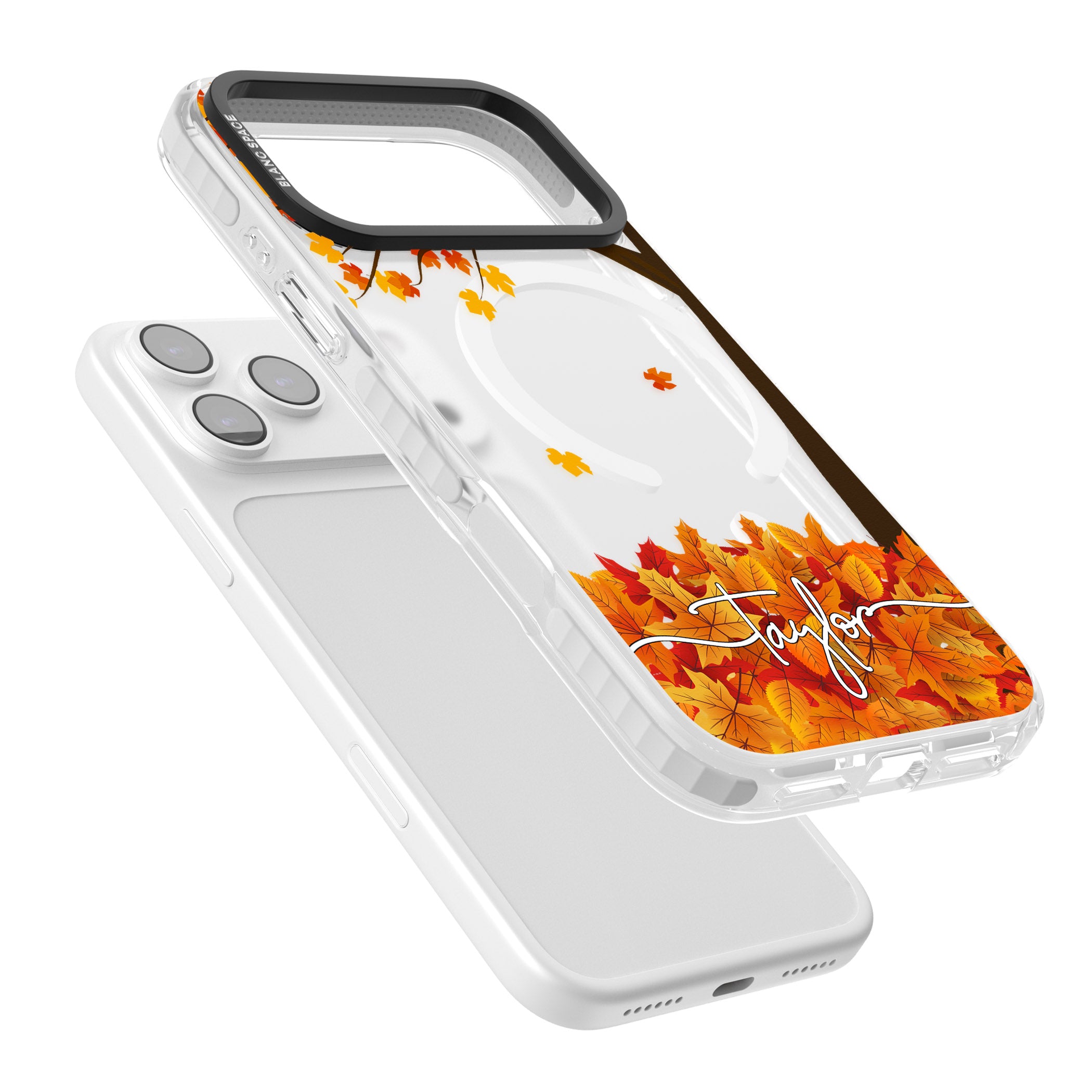 Personalised Autumn Leaves iPhone 17 Pro Max Impact Pro Clear Phone Case Colours