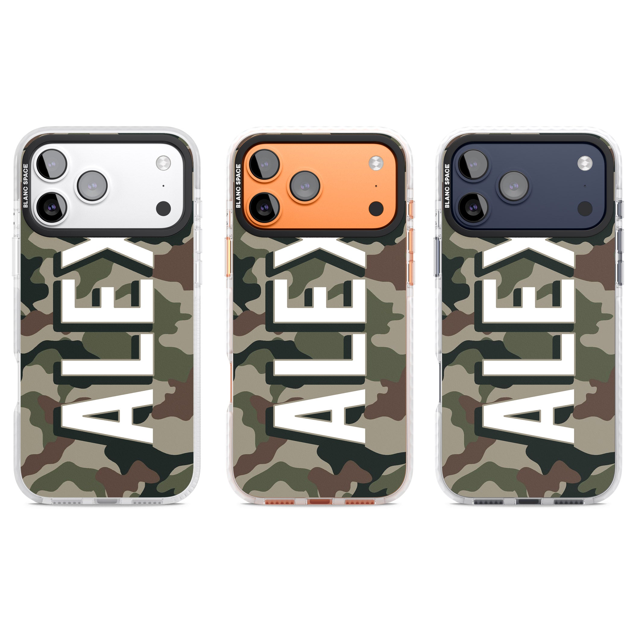 Personalised Classic Green Camo iPhone 17 Pro Impact Pro Clear Phone Case APT Impact Protection