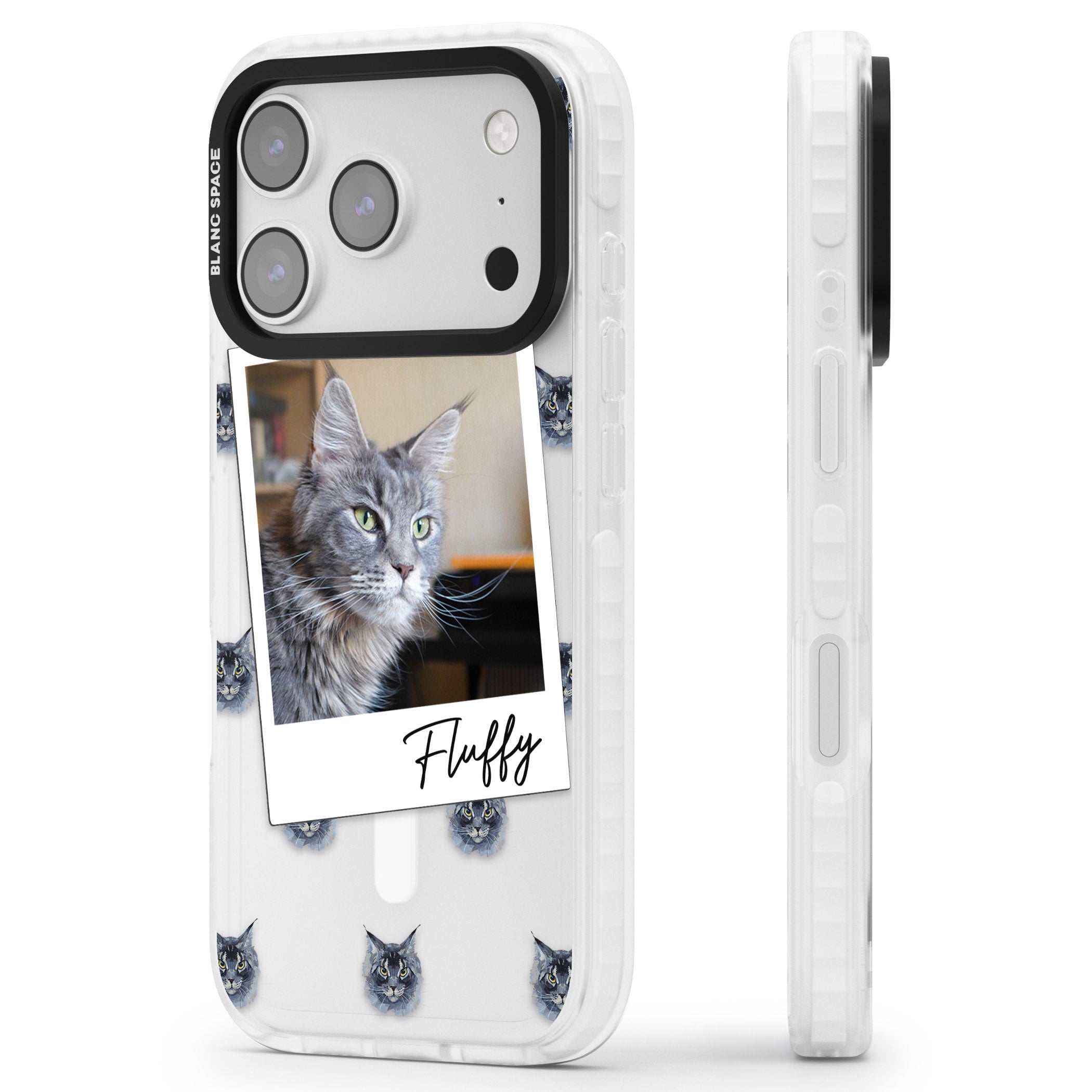 Personalised Maine Coon Photo iPhone 17 Pro Max Impact Pro Clear Phone Case Side Profile