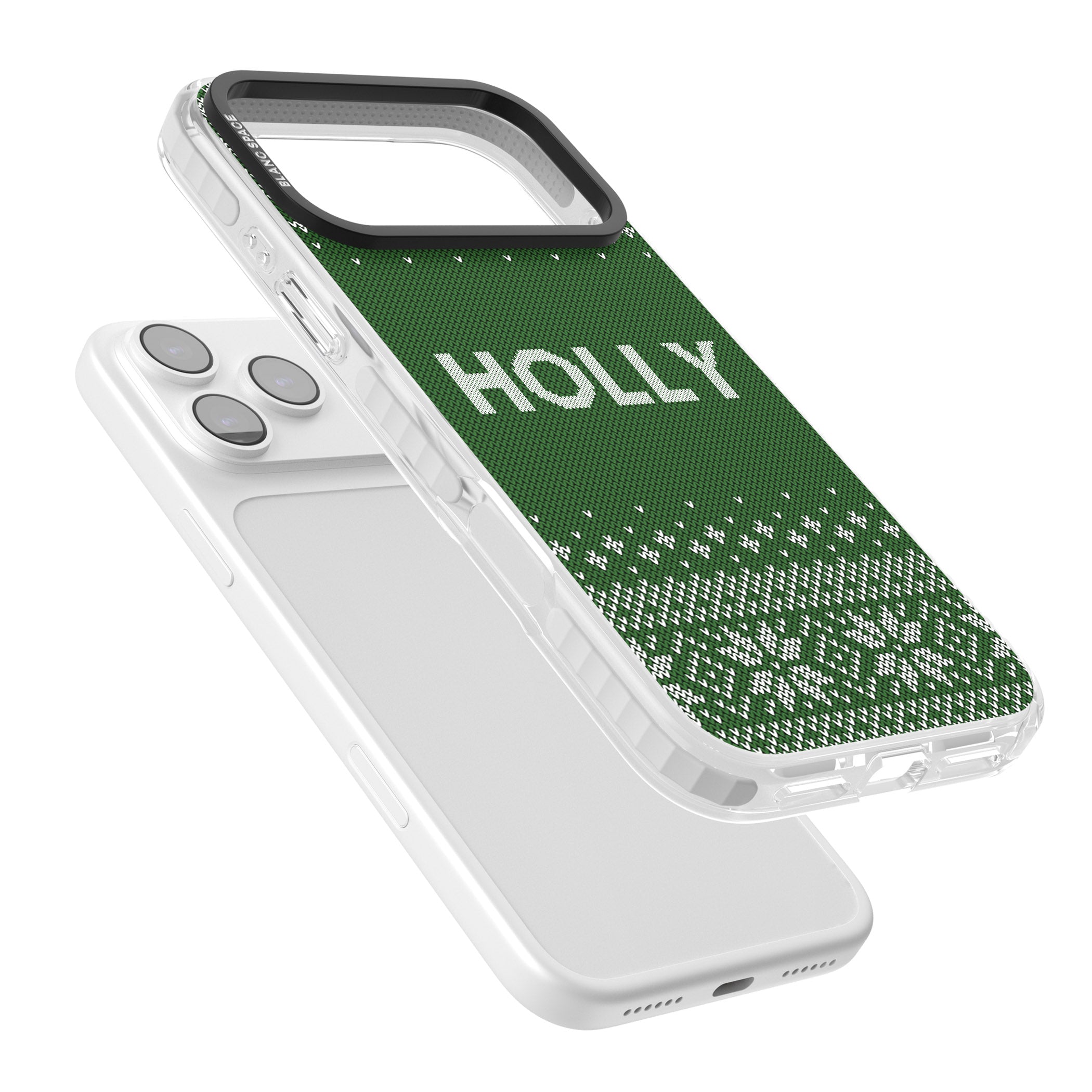 Personalised Green Christmas Knit iPhone 17 Pro Max Impact Pro Clear Phone Case Colours