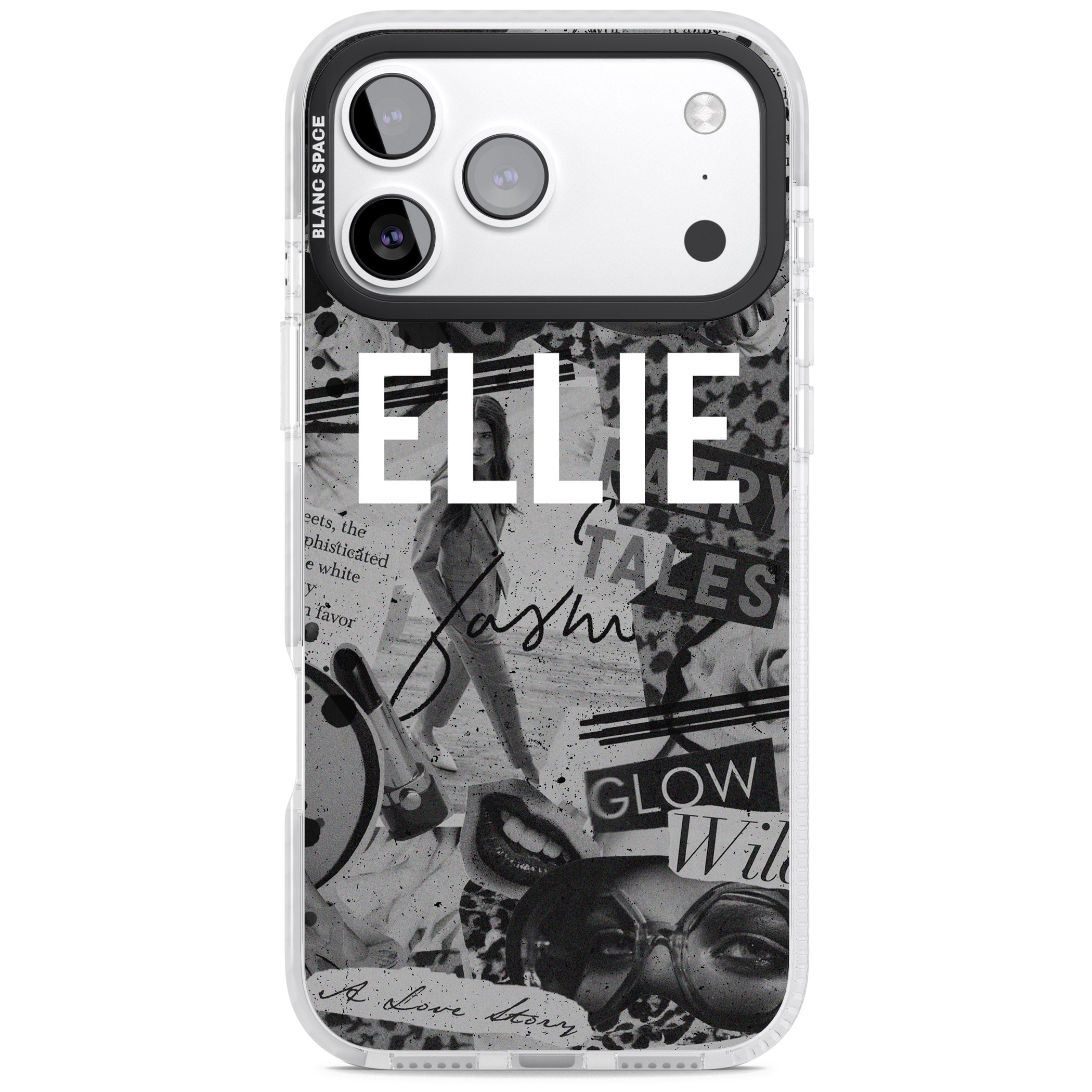 Personalised Grey Scale Vintage Collage iPhone 17 Pro Max Impact Pro Clear Phone Case