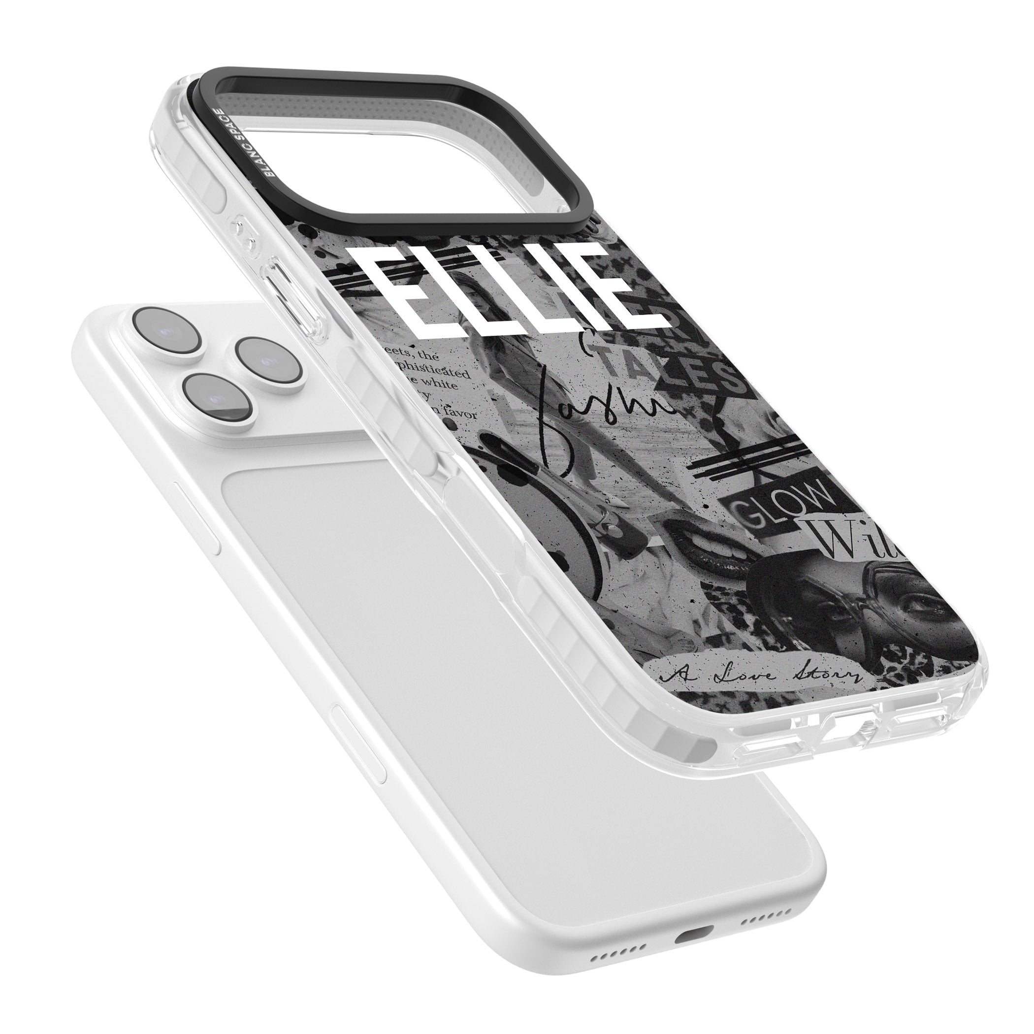 Personalised Grey Scale Vintage Collage iPhone 17 Pro Max Impact Pro Clear Phone Case Colours