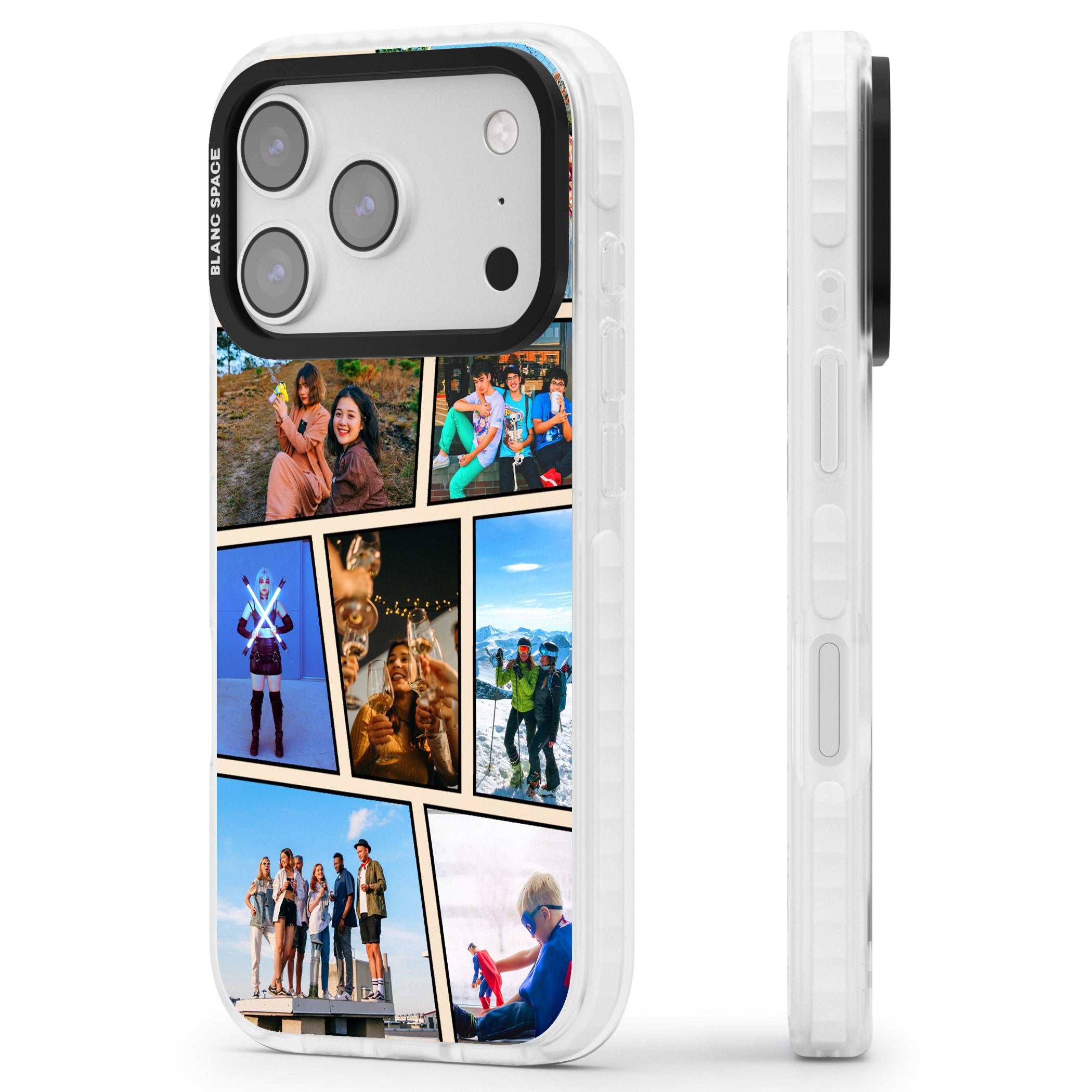 Personalised Comic Strip Photo iPhone 17 Pro Max Impact Pro Clear Phone Case Side Profile