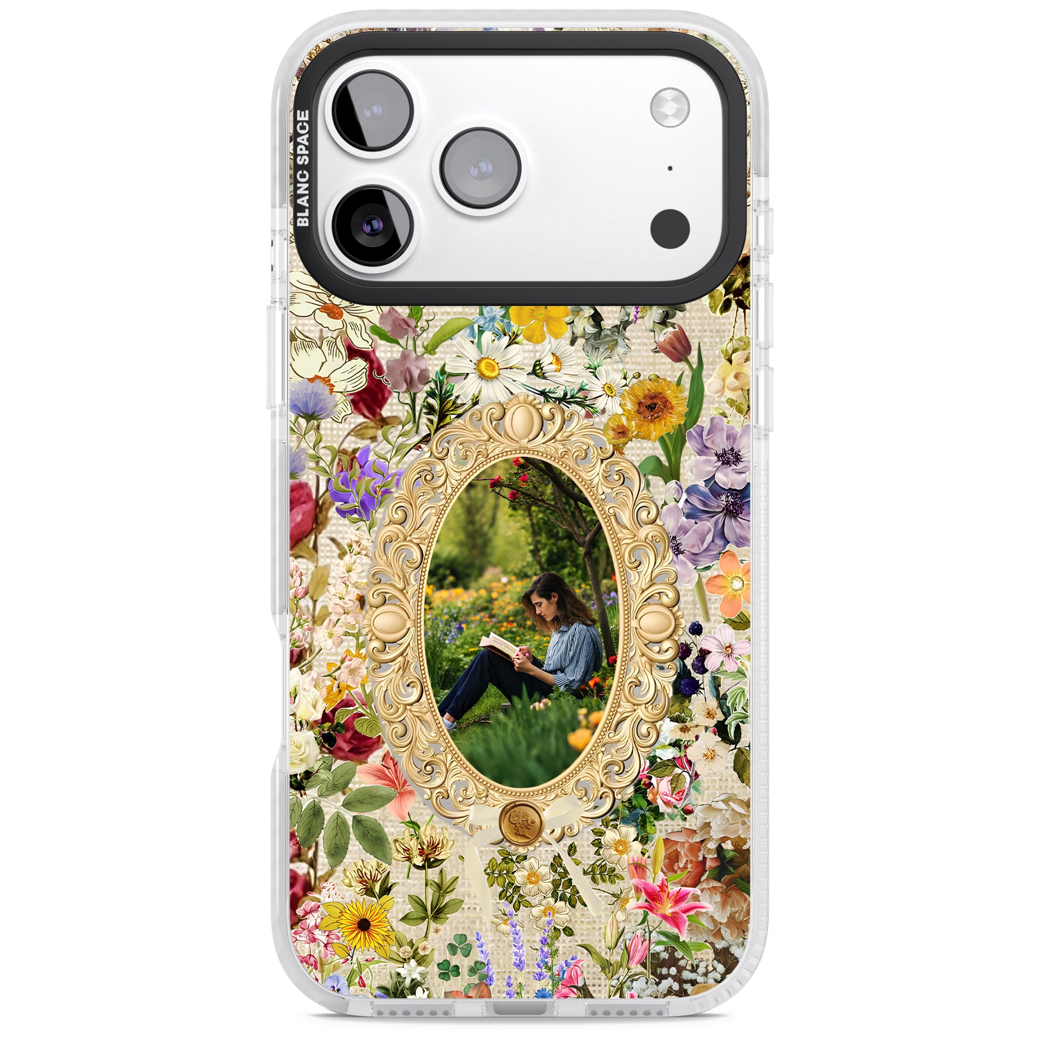 Personalised Vintage Wildflower Frame iPhone 17 Pro Max Impact Pro Clear Phone Case