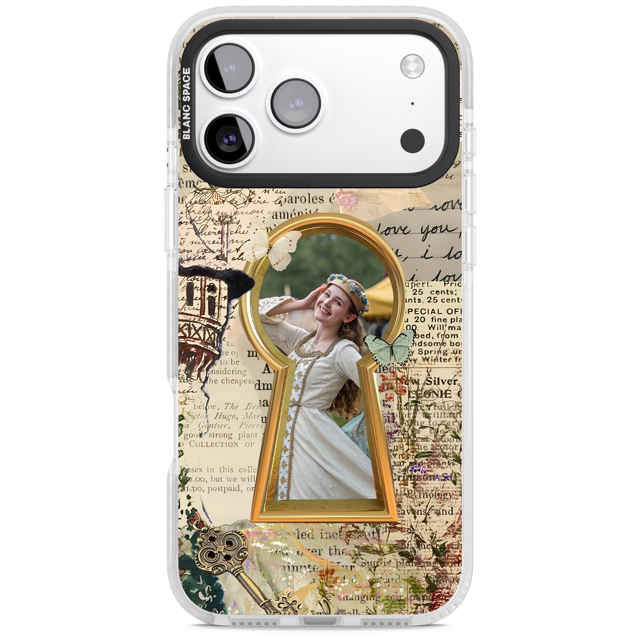 Personalised Bookpage Keyhole Frame iPhone 17 Pro Max Impact Pro Clear Phone Case