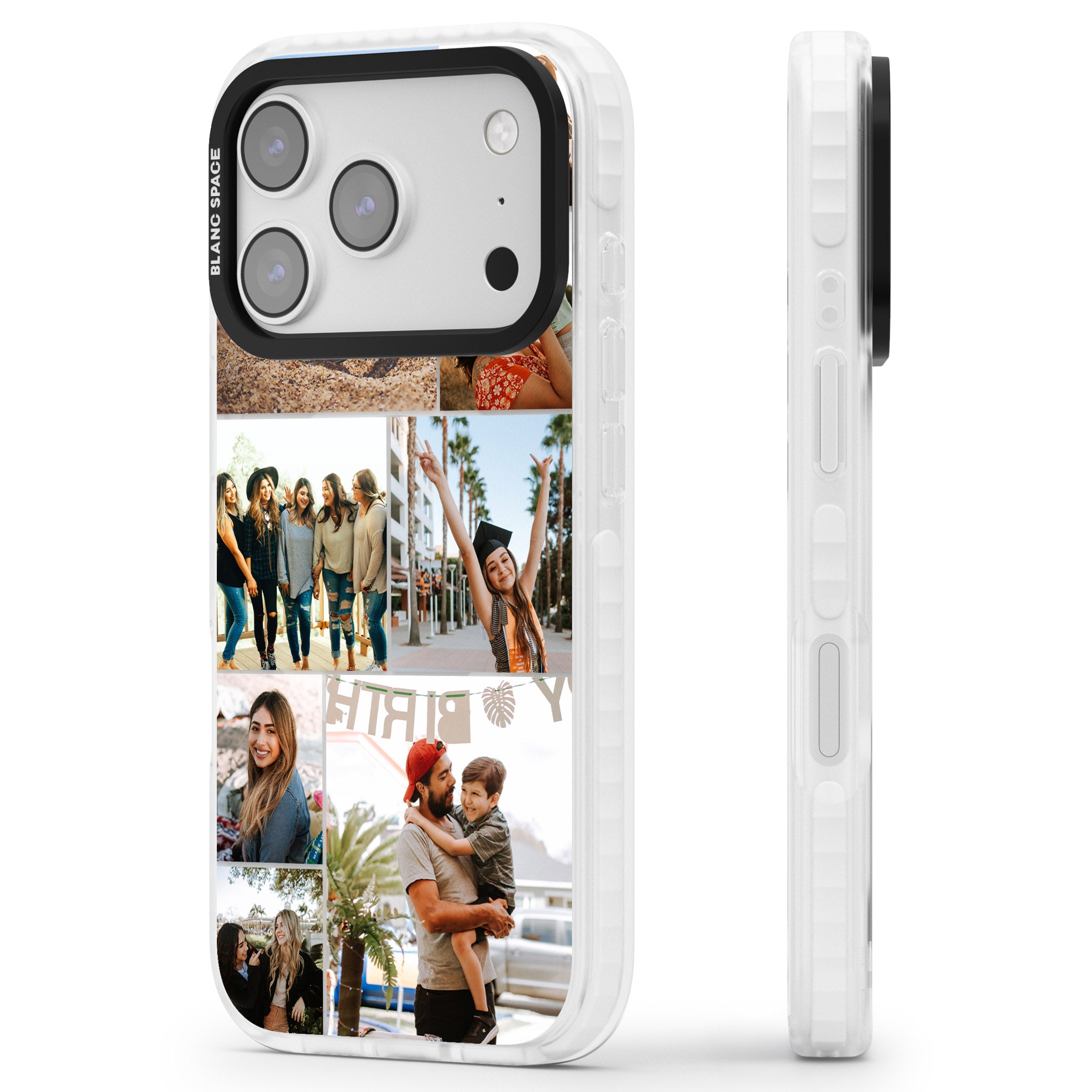 Personalised Photo Grid iPhone 17 Pro Max Impact Pro Clear Phone Case Side Profile
