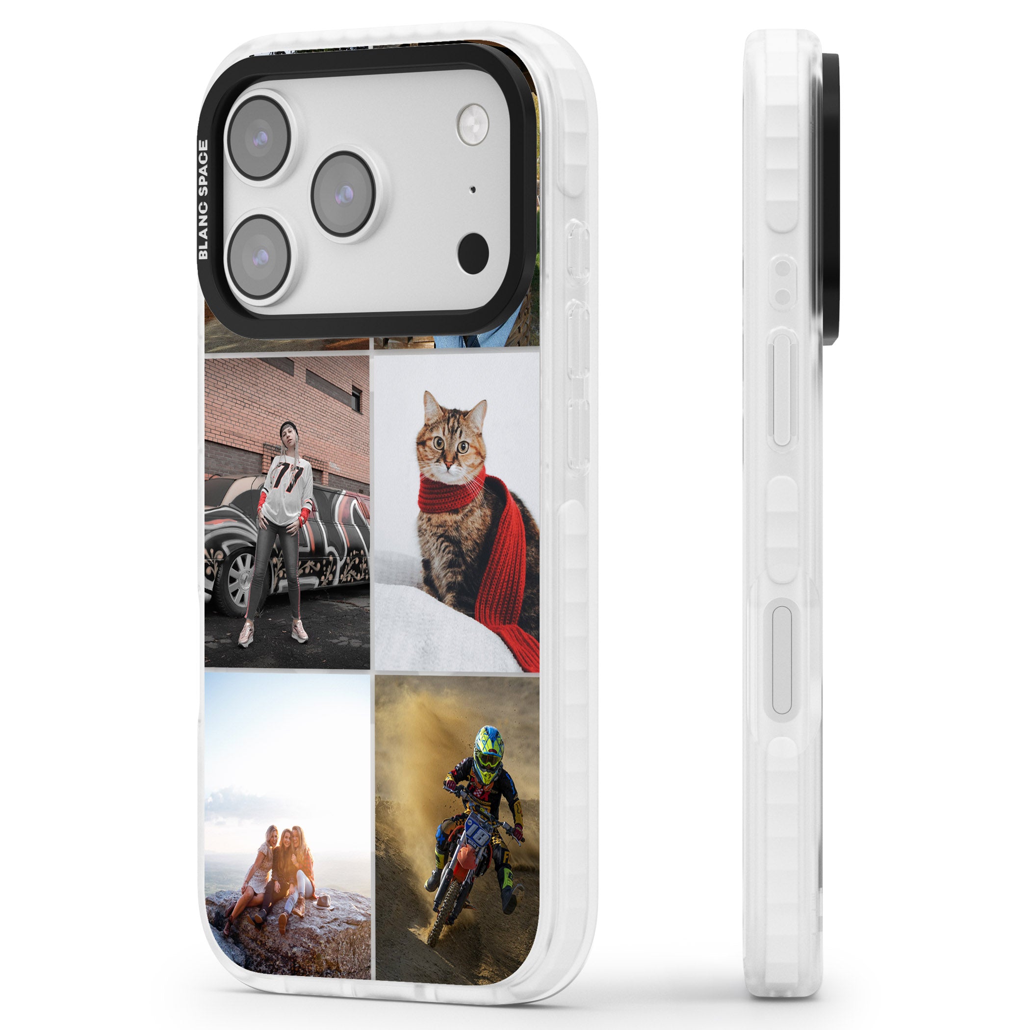 Personalised 6 Photo Grid iPhone 17 Pro Max Impact Pro Clear Phone Case Side Profile