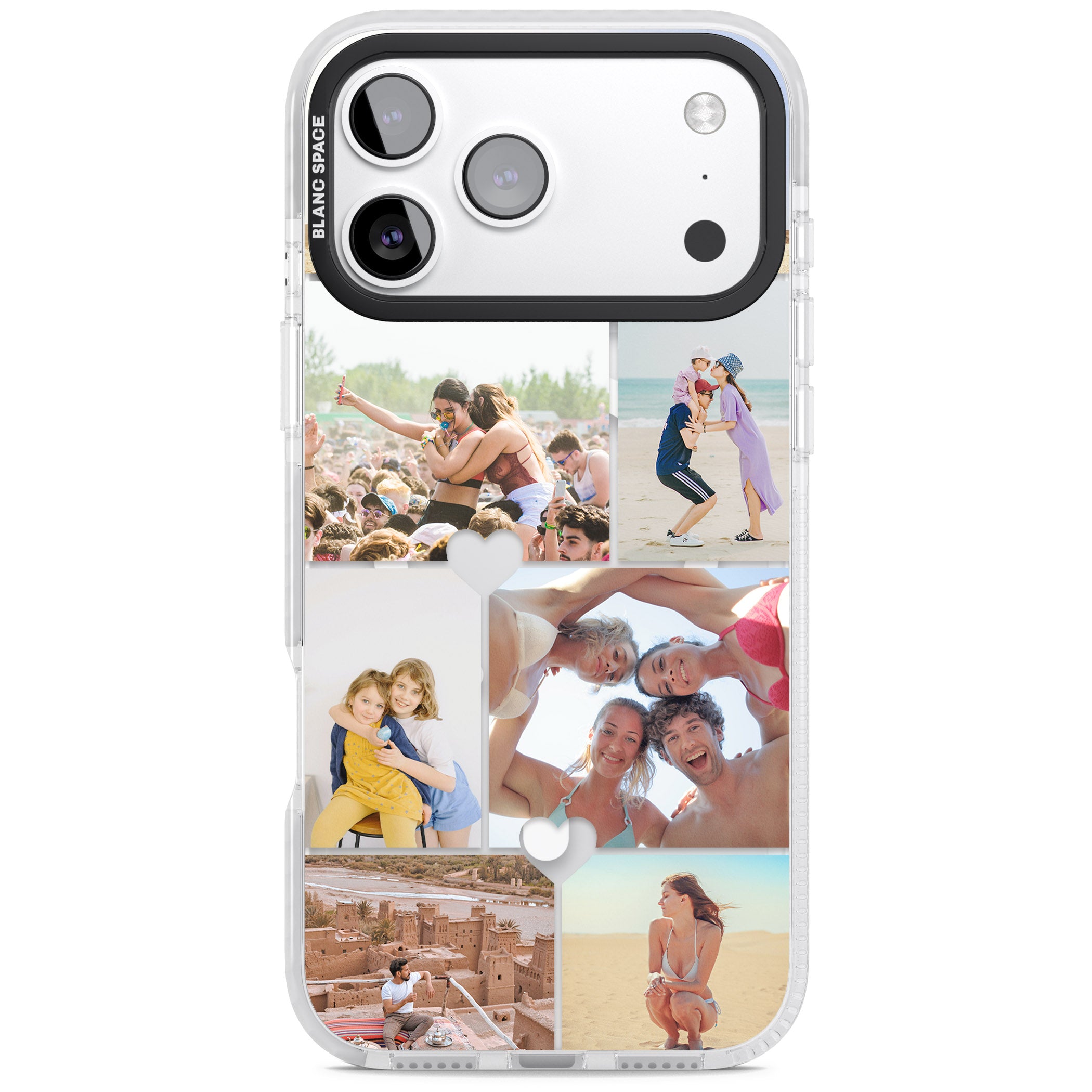 Personalised Heart Photo Grid iPhone 17 Pro Max Impact Pro Clear Phone Case