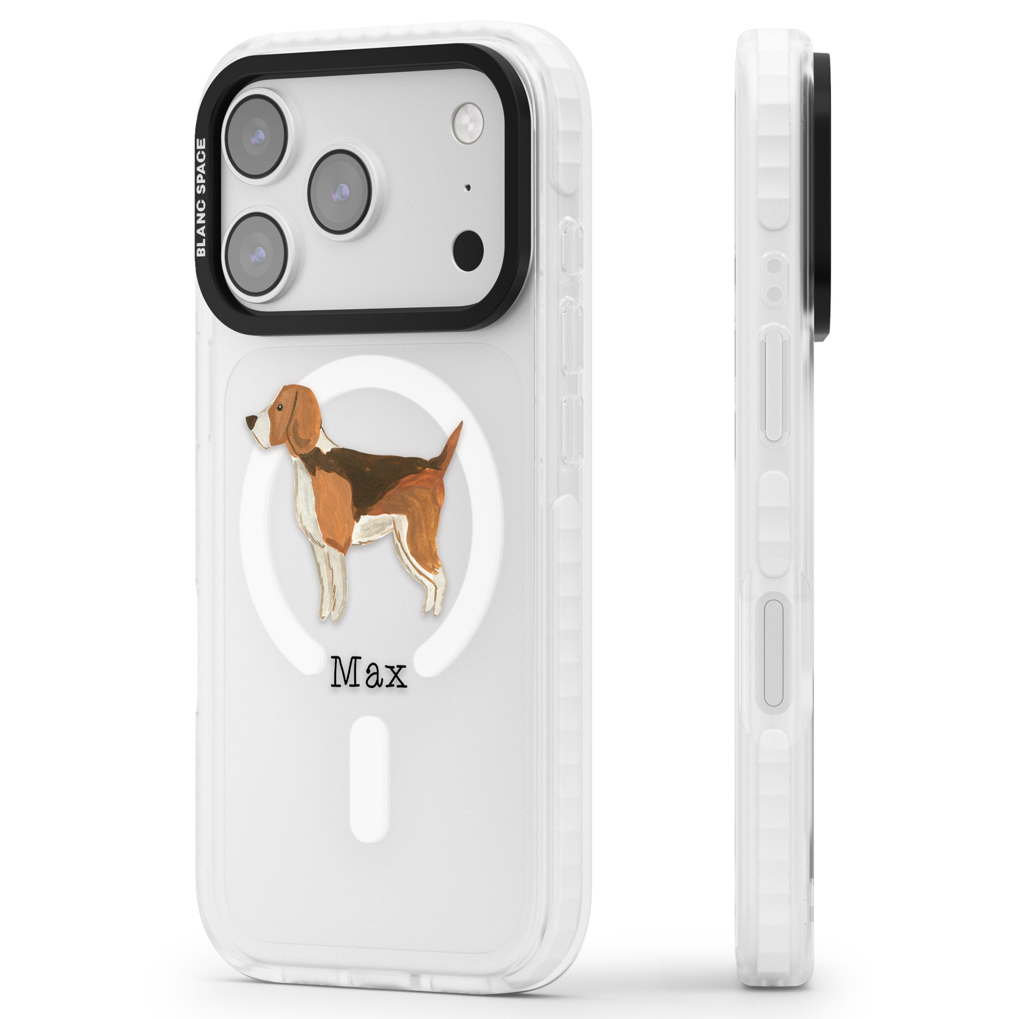 Personalised Beagle iPhone 17 Pro Max Impact Pro Clear Phone Case Side Profile