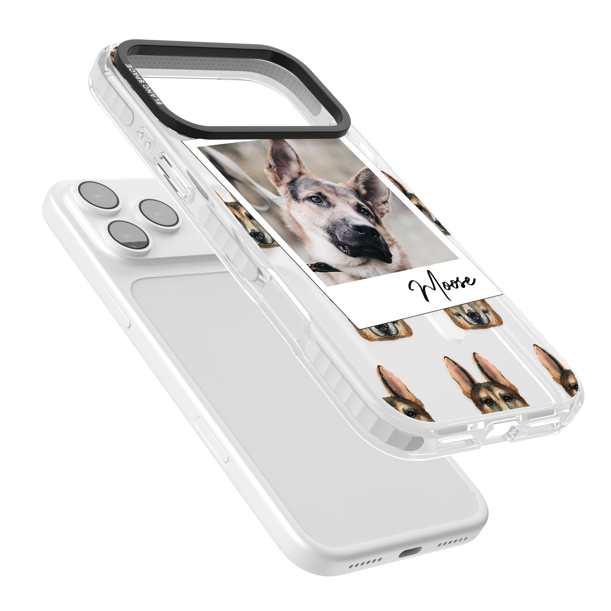 Personalised German Shepherd Instant Camera Photo iPhone 17 Pro Max Impact Pro Clear Phone Case Colours