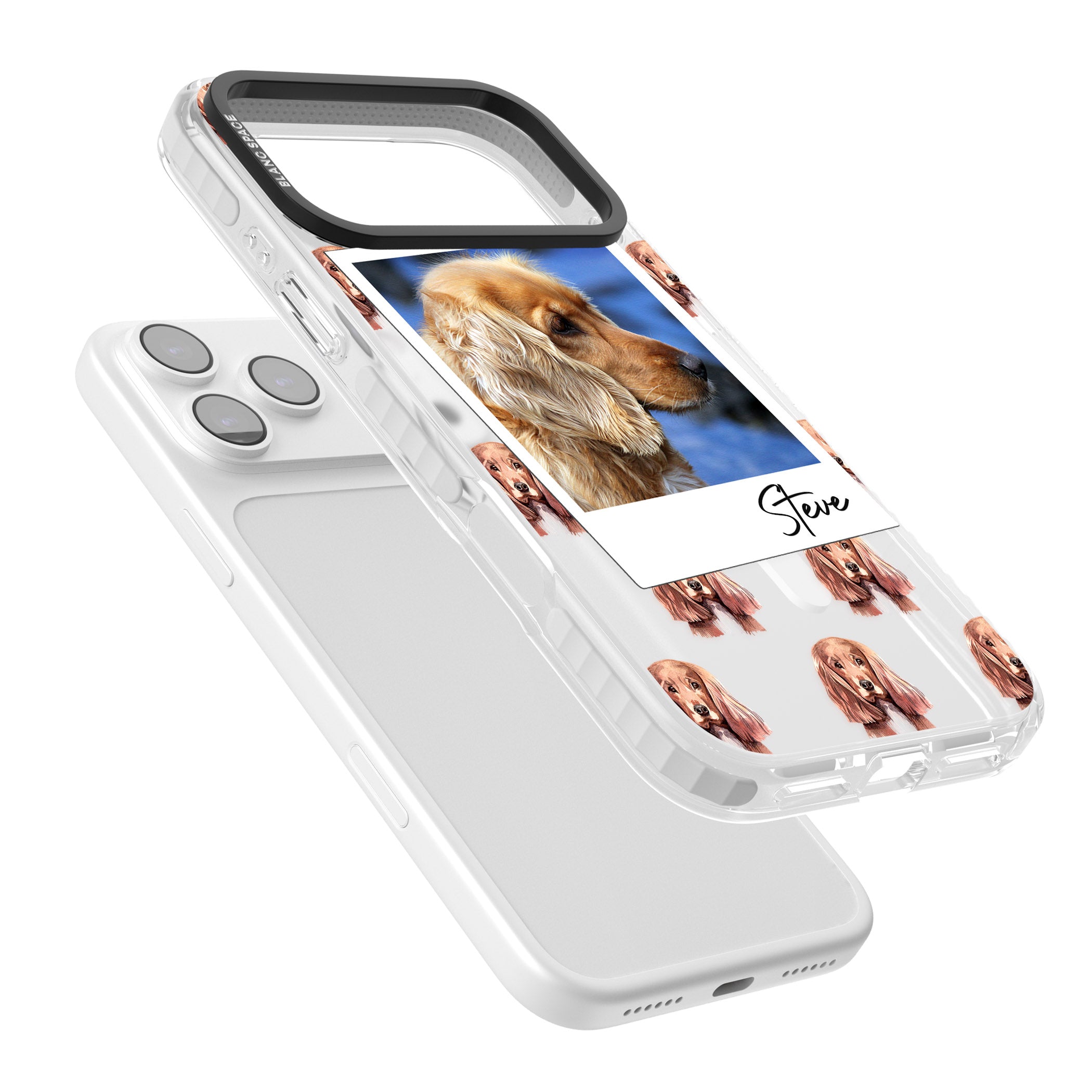 Personalised Cocker Spaniel Instant Camera Photo iPhone 17 Pro Max Impact Pro Clear Phone Case Colours