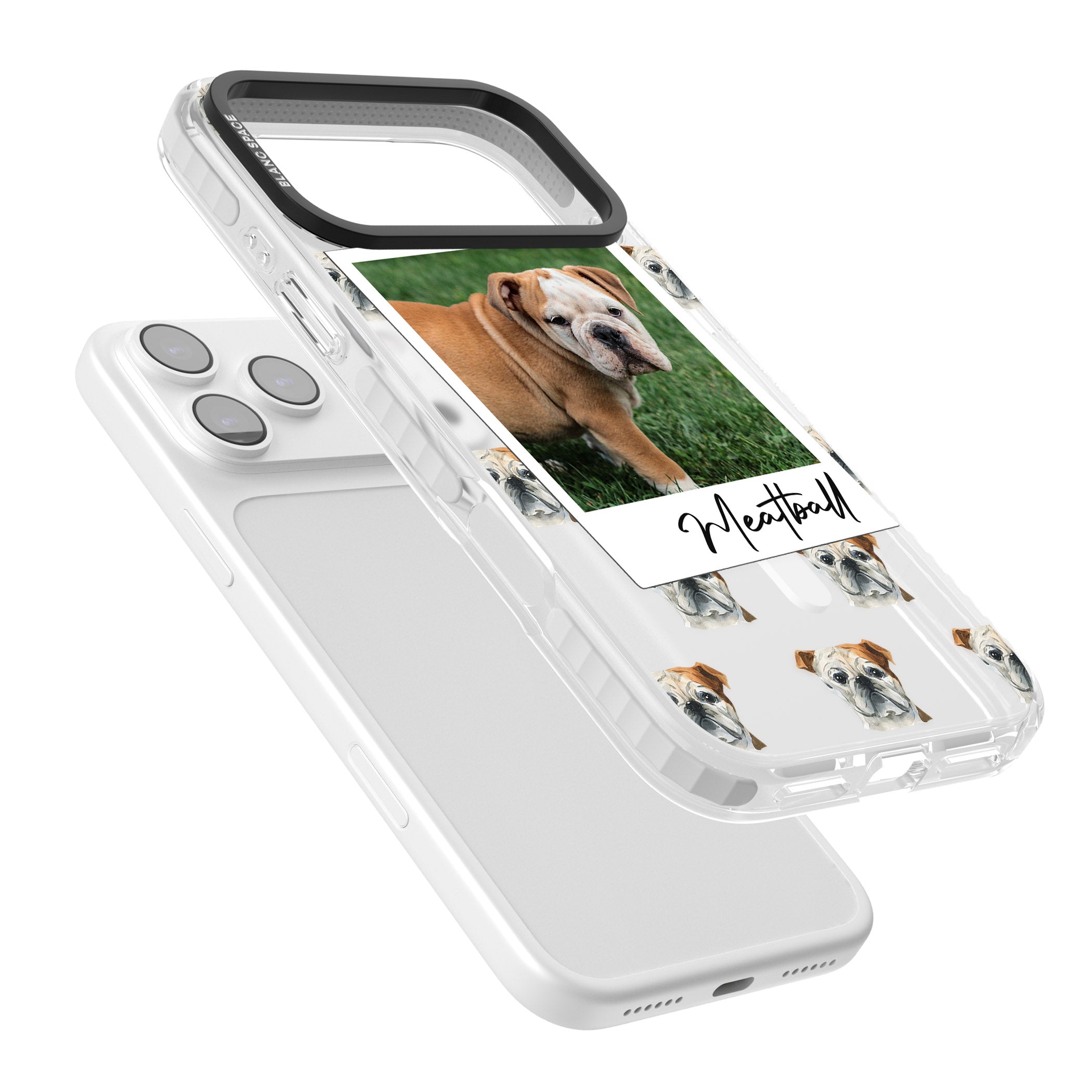 Personalised English Bulldog Instant Camera Photo iPhone 17 Pro Max Impact Pro Clear Phone Case Colours