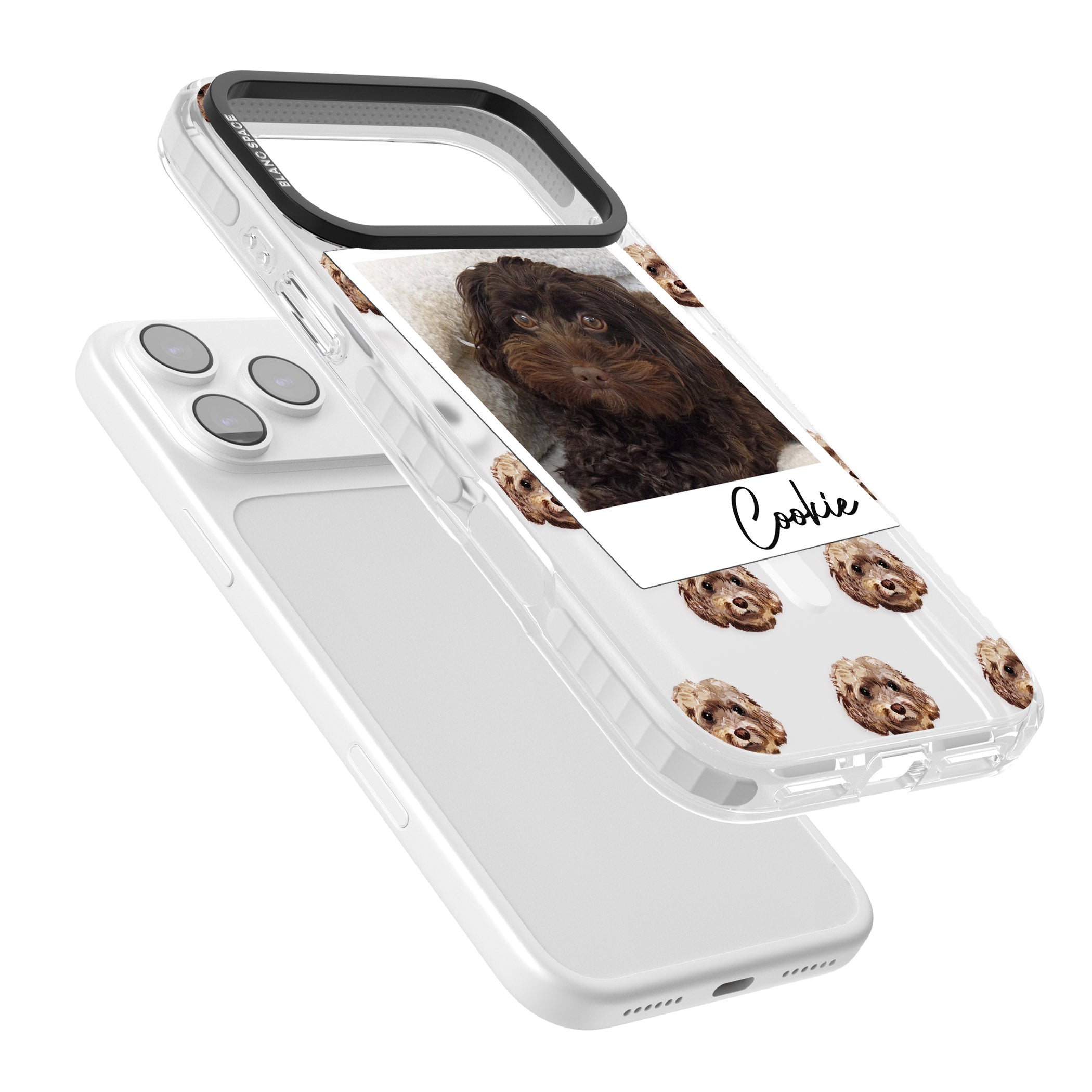 Personalised Brown Cockapoo Instant Camera Photo iPhone 17 Pro Max Impact Pro Clear Phone Case Colours