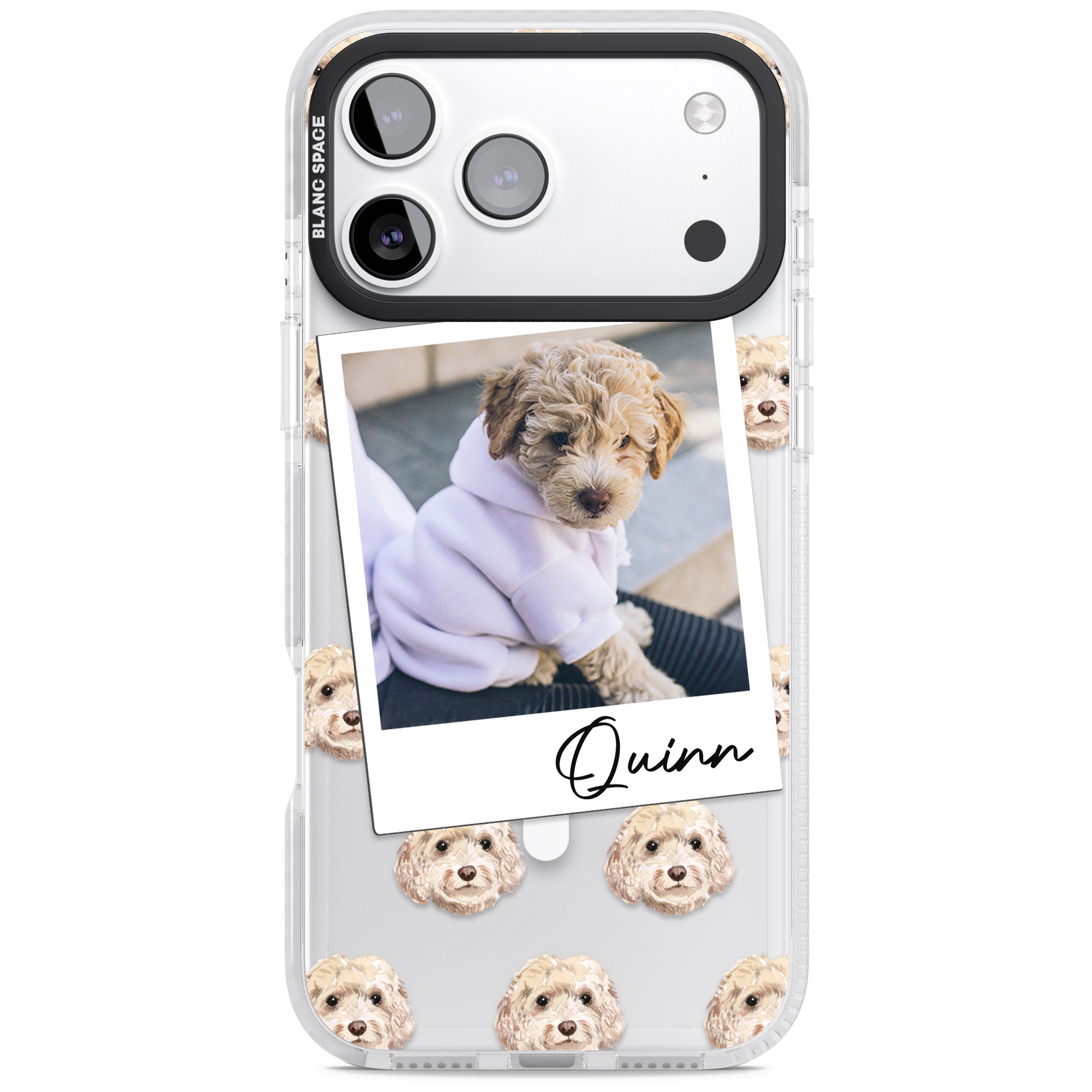 Personalised Cream Cockapoo Instant Camera Photo iPhone 17 Pro Max Impact Pro Clear Phone Case