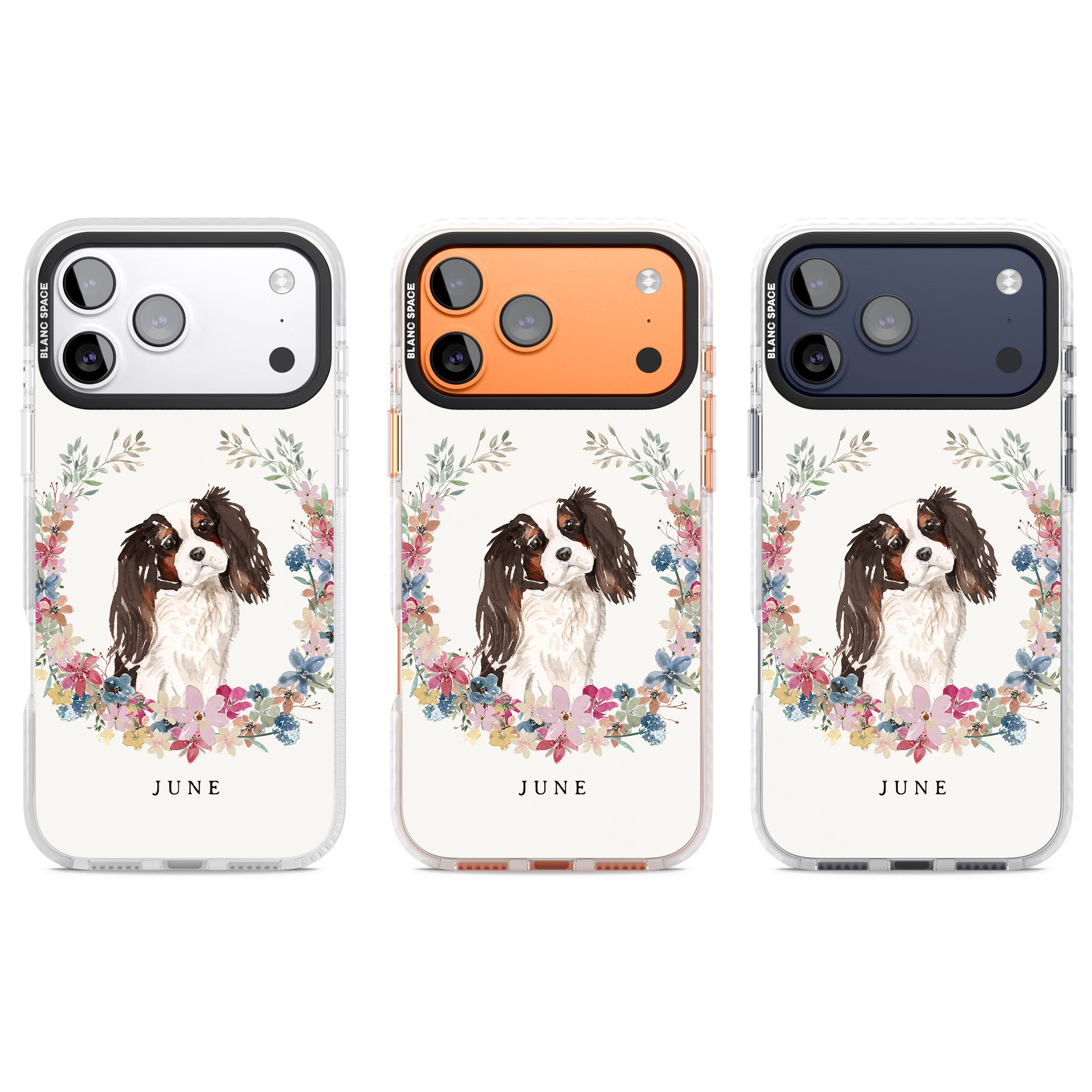 Personalised King Charles Floral Portrait iPhone 17 Pro Impact Pro Clear Phone Case APT Impact Protection