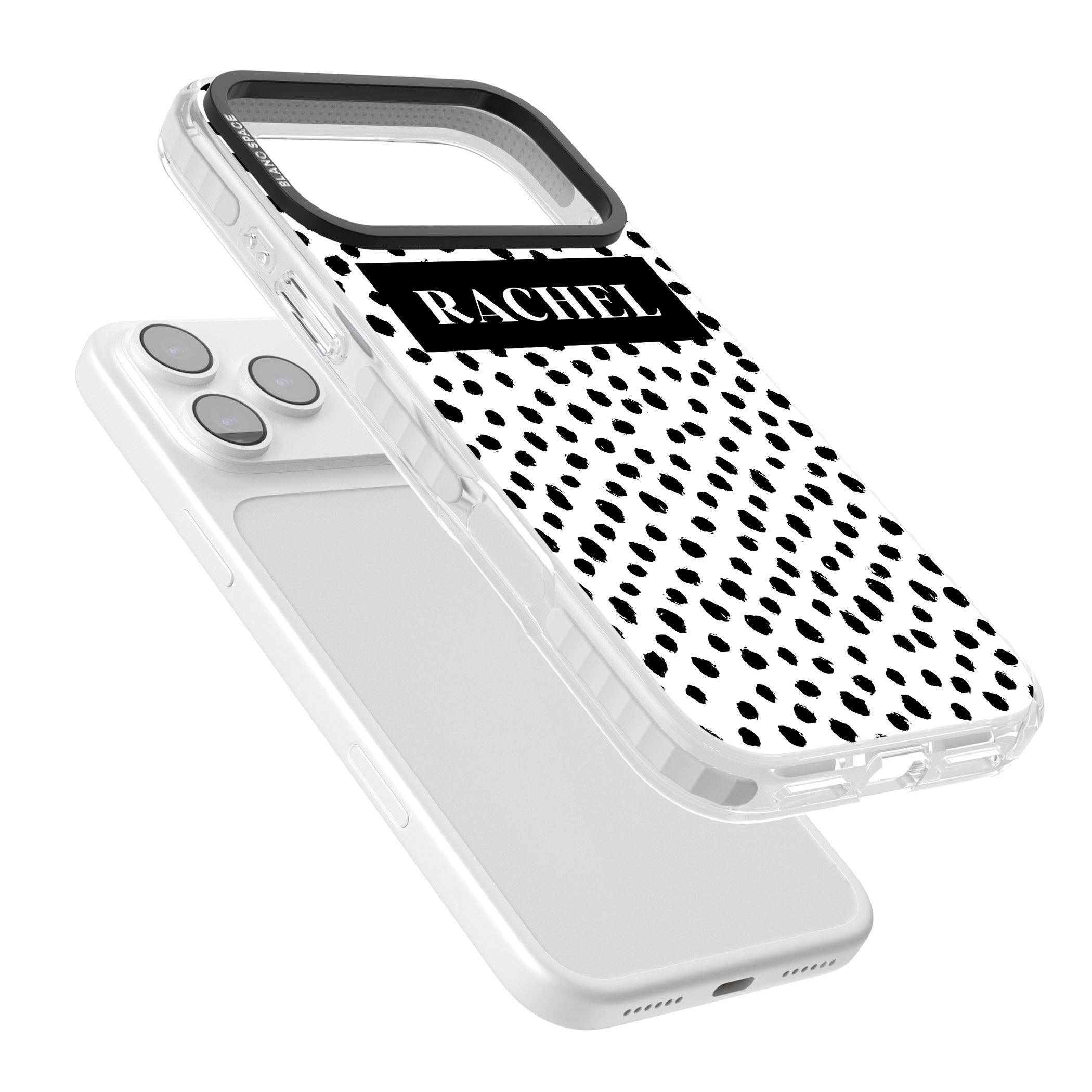 Personalised Black Dots iPhone 17 Pro Max Impact Pro Clear Phone Case Colours