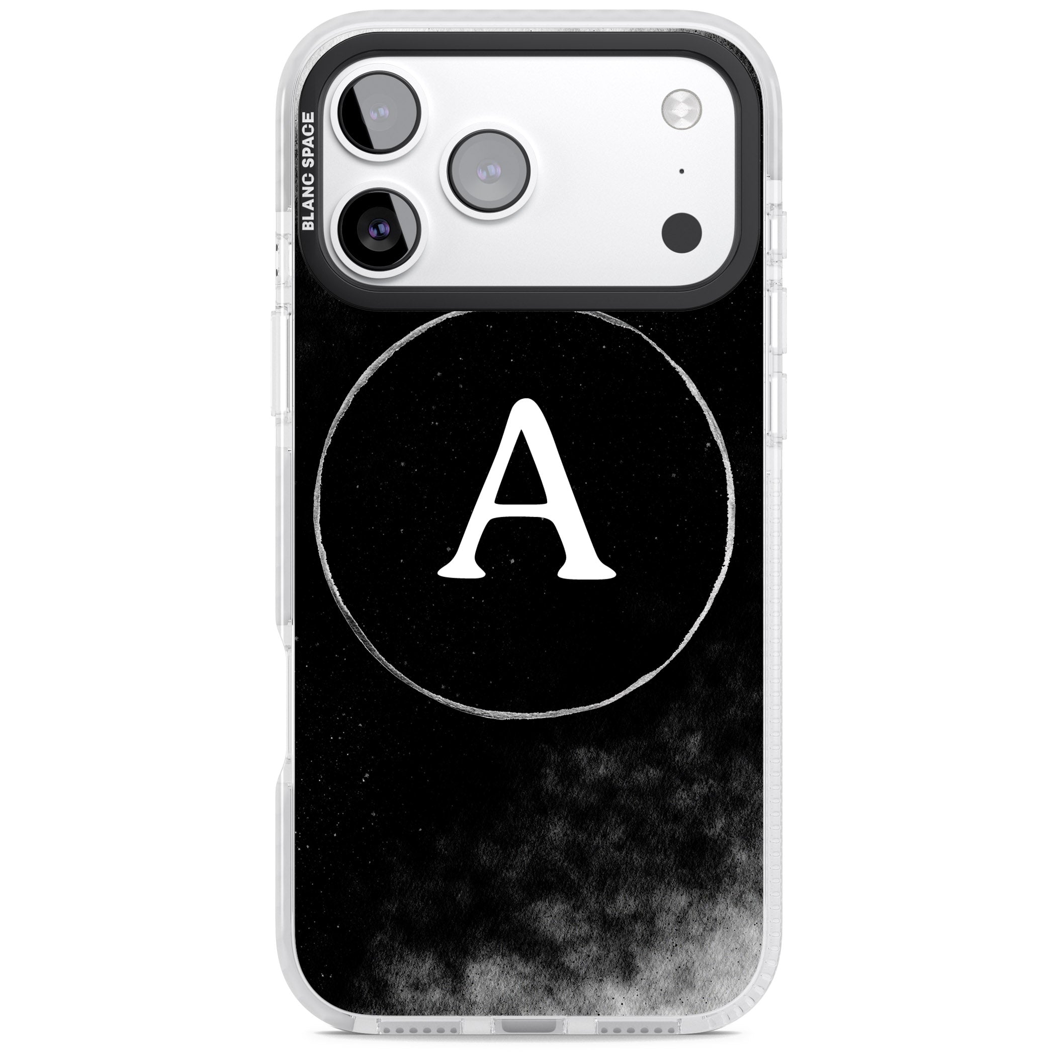 Personalised Monochrome Cosmic Monogram iPhone 17 Pro Max Impact Pro Clear Phone Case