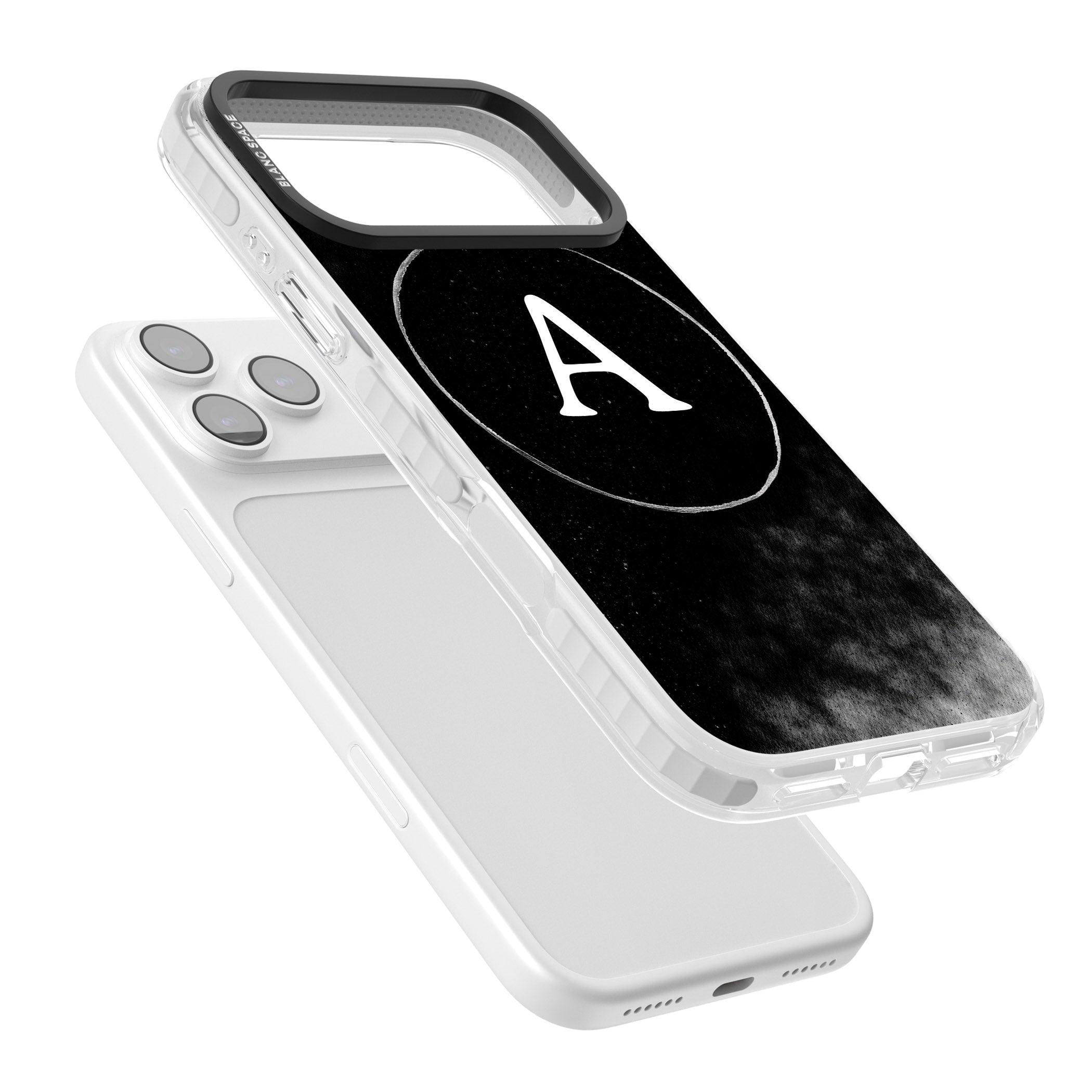 Personalised Monochrome Cosmic Monogram iPhone 17 Pro Max Impact Pro Clear Phone Case Colours