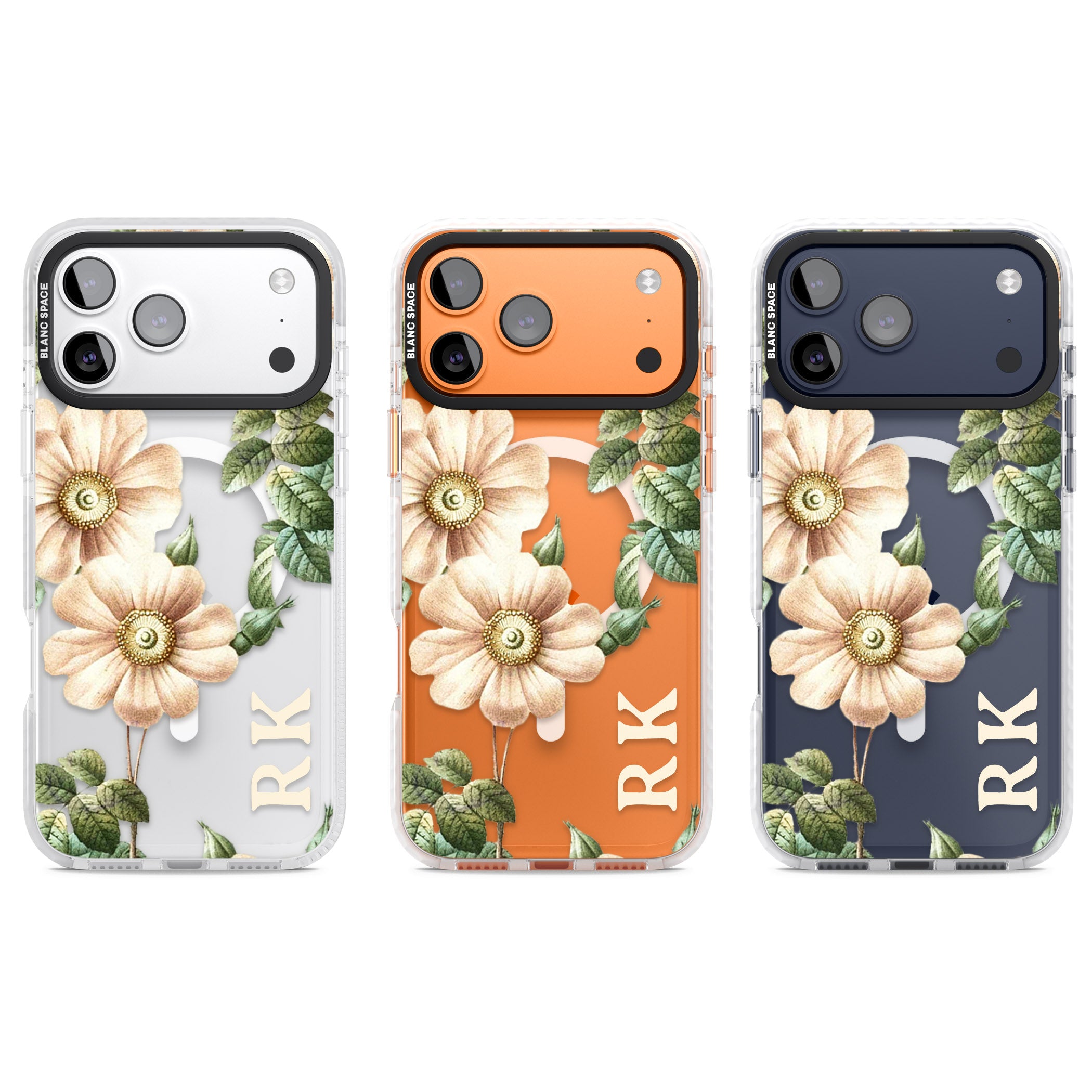 Personalised Vintage Floral Anemone iPhone 17 Pro Impact Pro Clear Phone Case APT Impact Protection