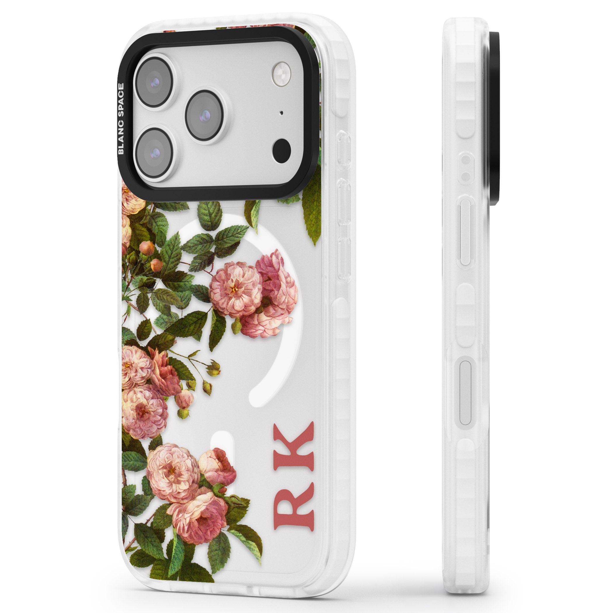Personalised Vintage Floral Garden iPhone 17 Pro Max Impact Pro Clear Phone Case Side Profile