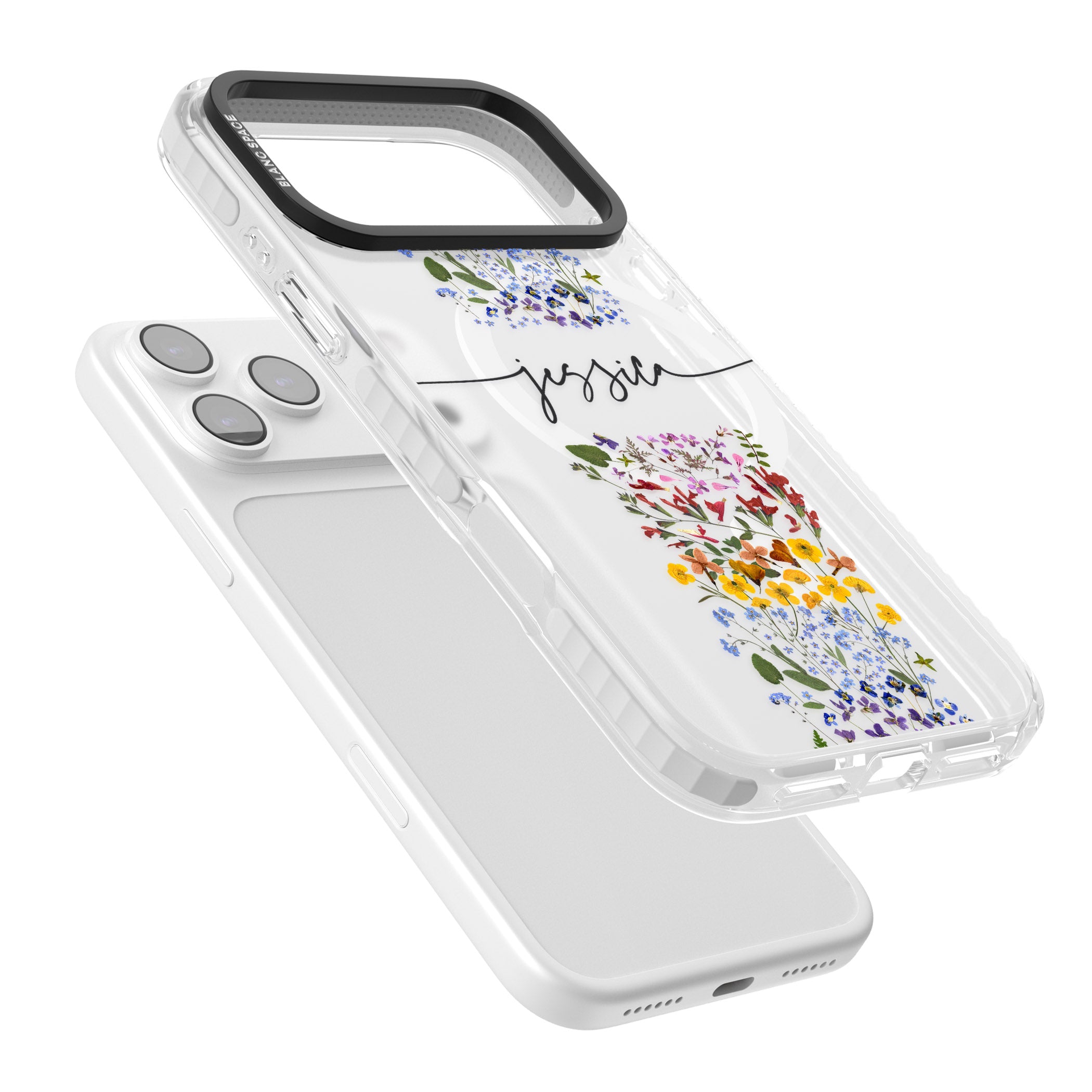 Personalised Wildflower Stripe iPhone 17 Pro Max Impact Pro Clear Phone Case Colours