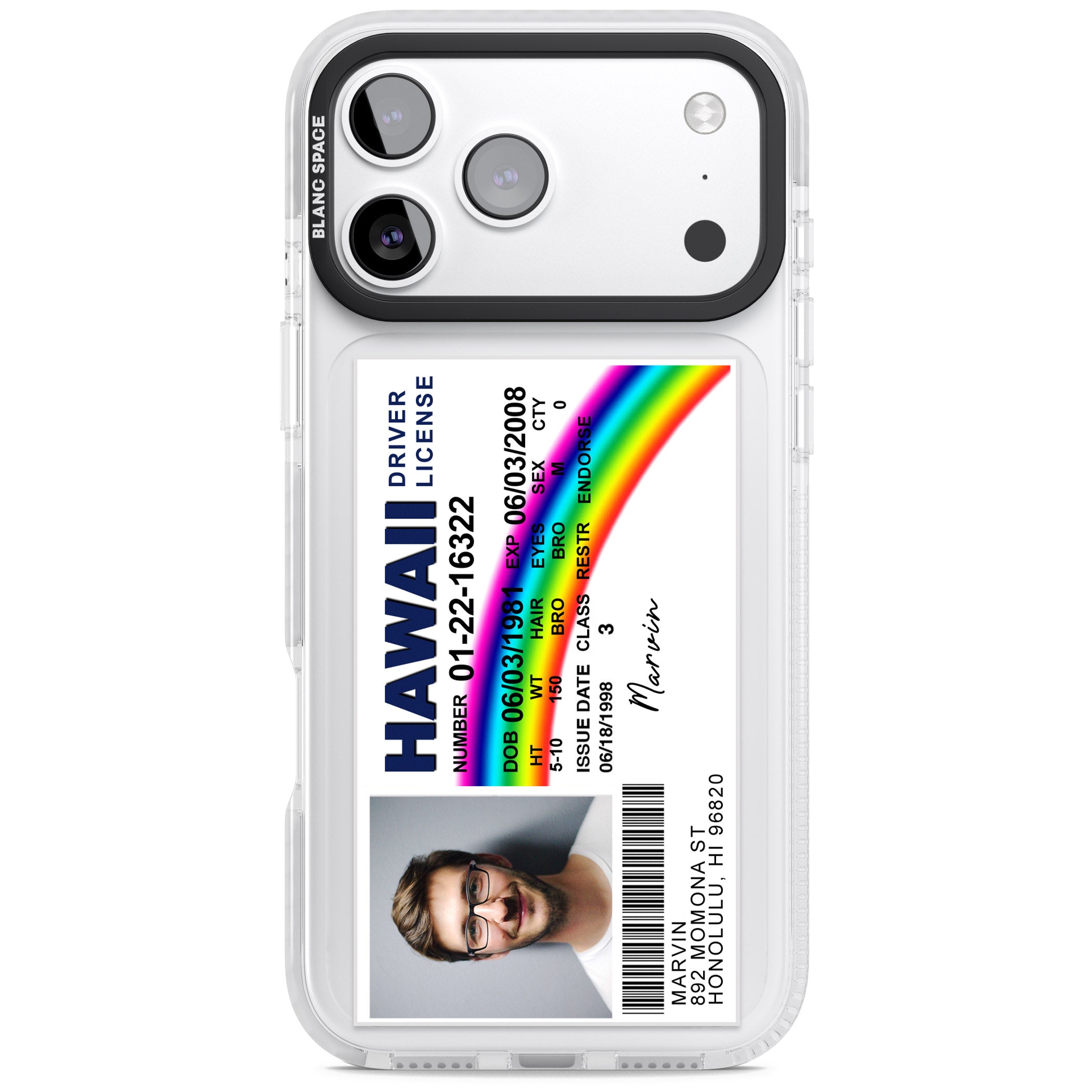 Personalised Hawaii Driving License iPhone 17 Pro Max Impact Pro Clear Phone Case