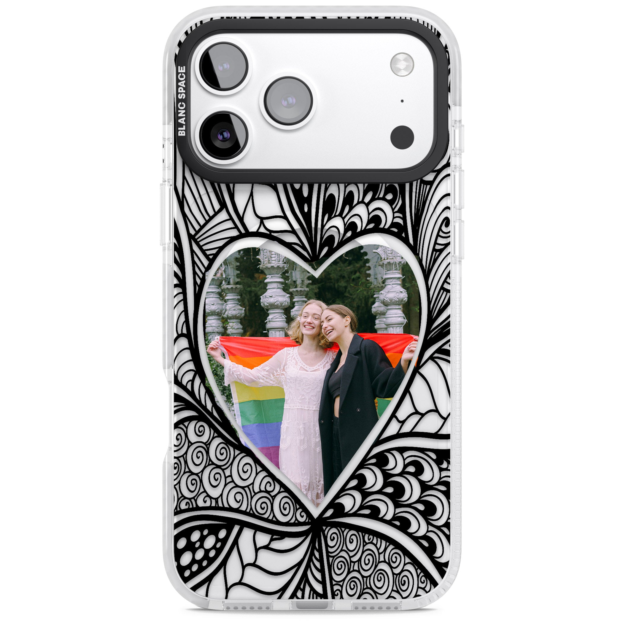 Personalised Henna Heart Photo Case iPhone 17 Pro Max Impact Pro Clear Phone Case