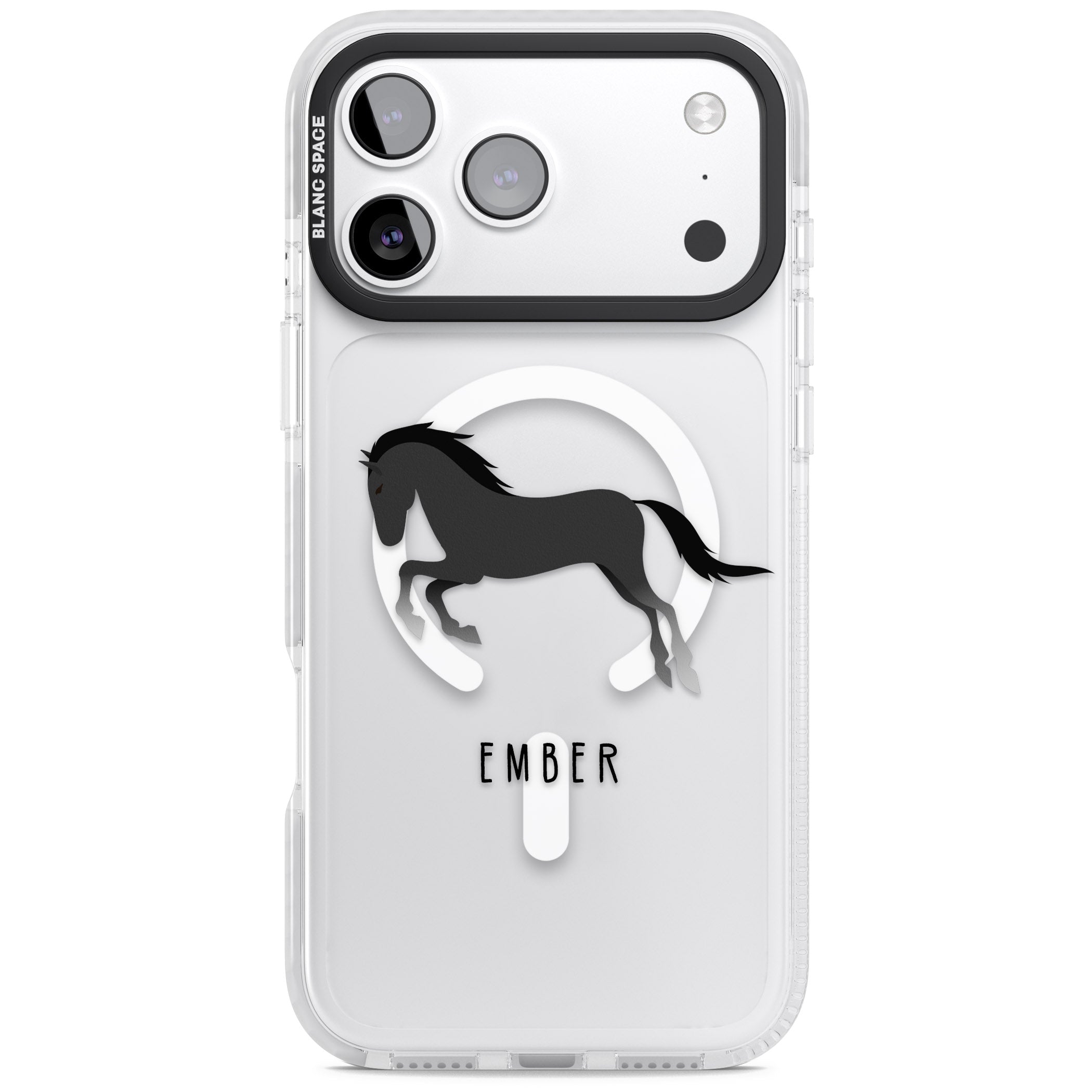 Personalised Black Horse iPhone 17 Pro Max Impact Pro Clear Phone Case