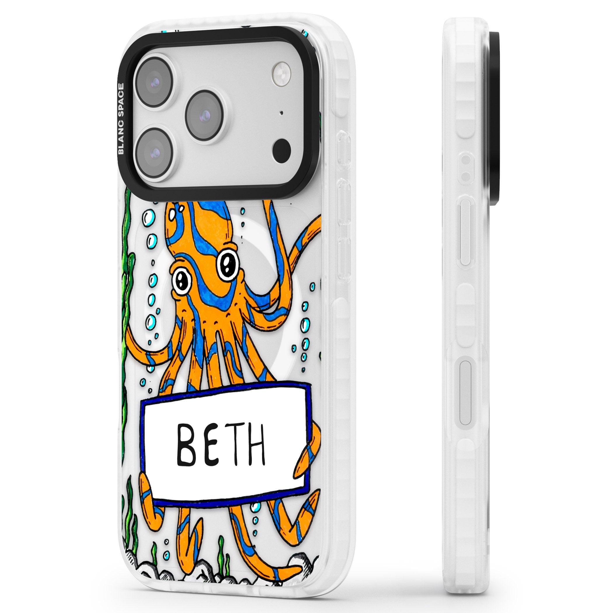 Personalised Octo iPhone 17 Pro Max Impact Pro Clear Phone Case Side Profile