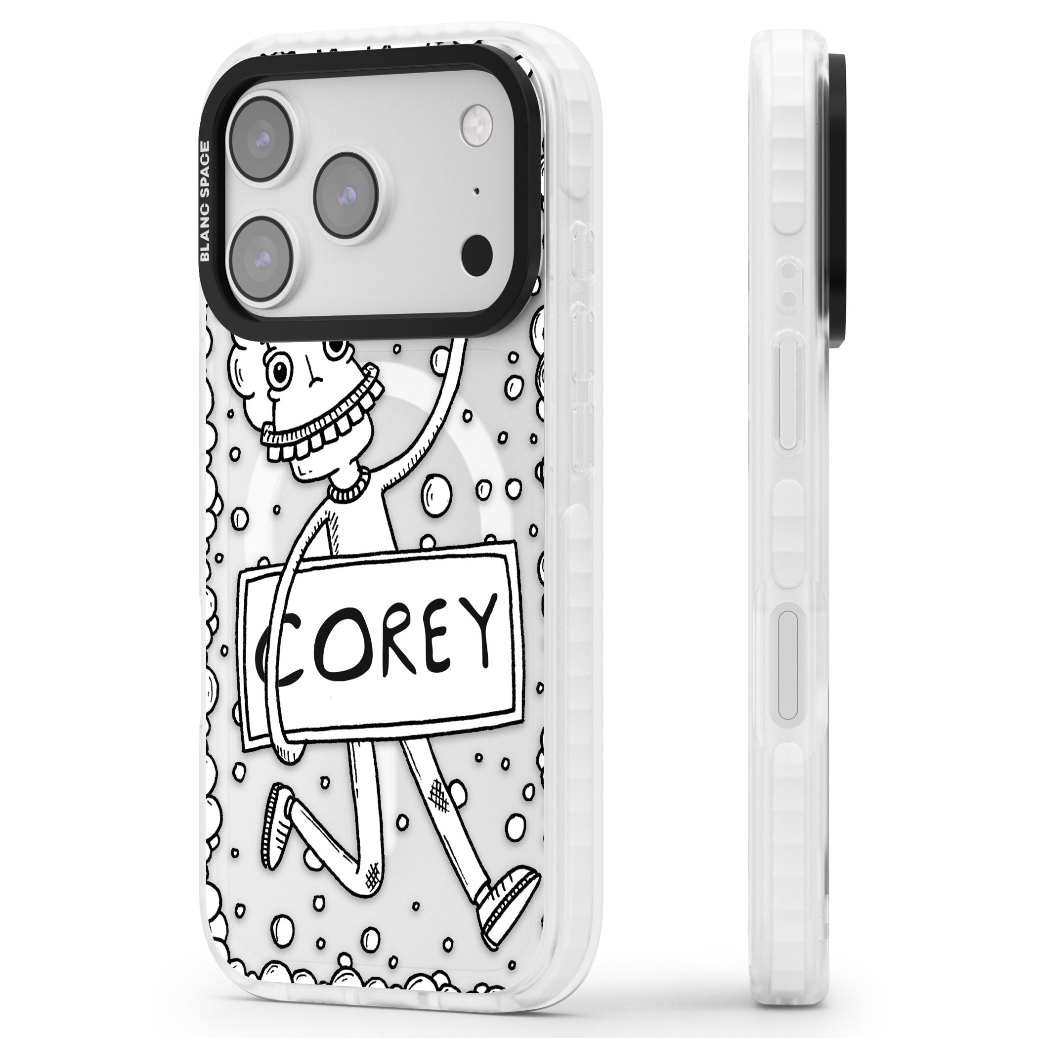 Personalised Banner Boy iPhone 17 Pro Max Impact Pro Clear Phone Case Side Profile