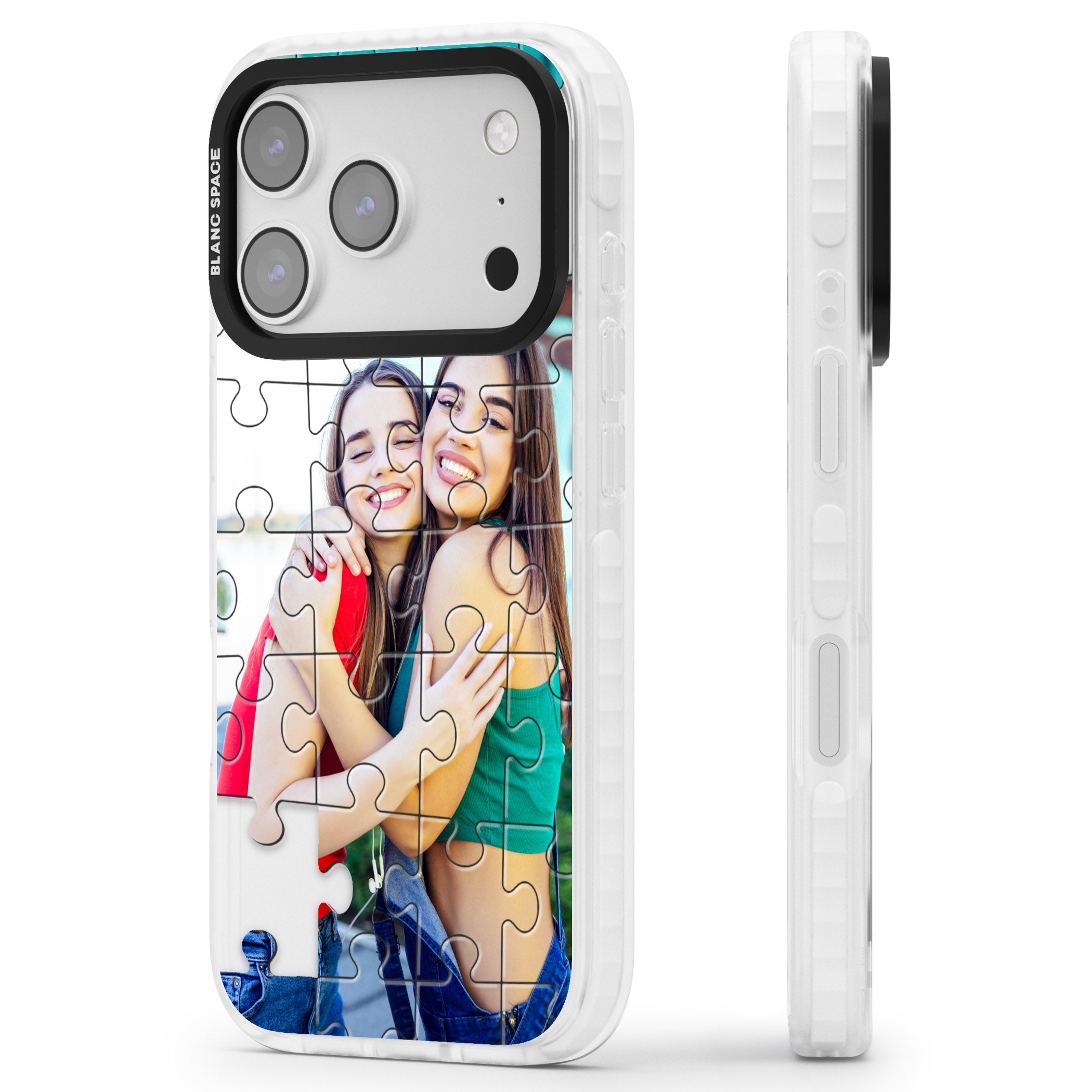 Personalised Jigsaw Puzzle Photo iPhone 17 Pro Max Impact Pro Clear Phone Case Side Profile