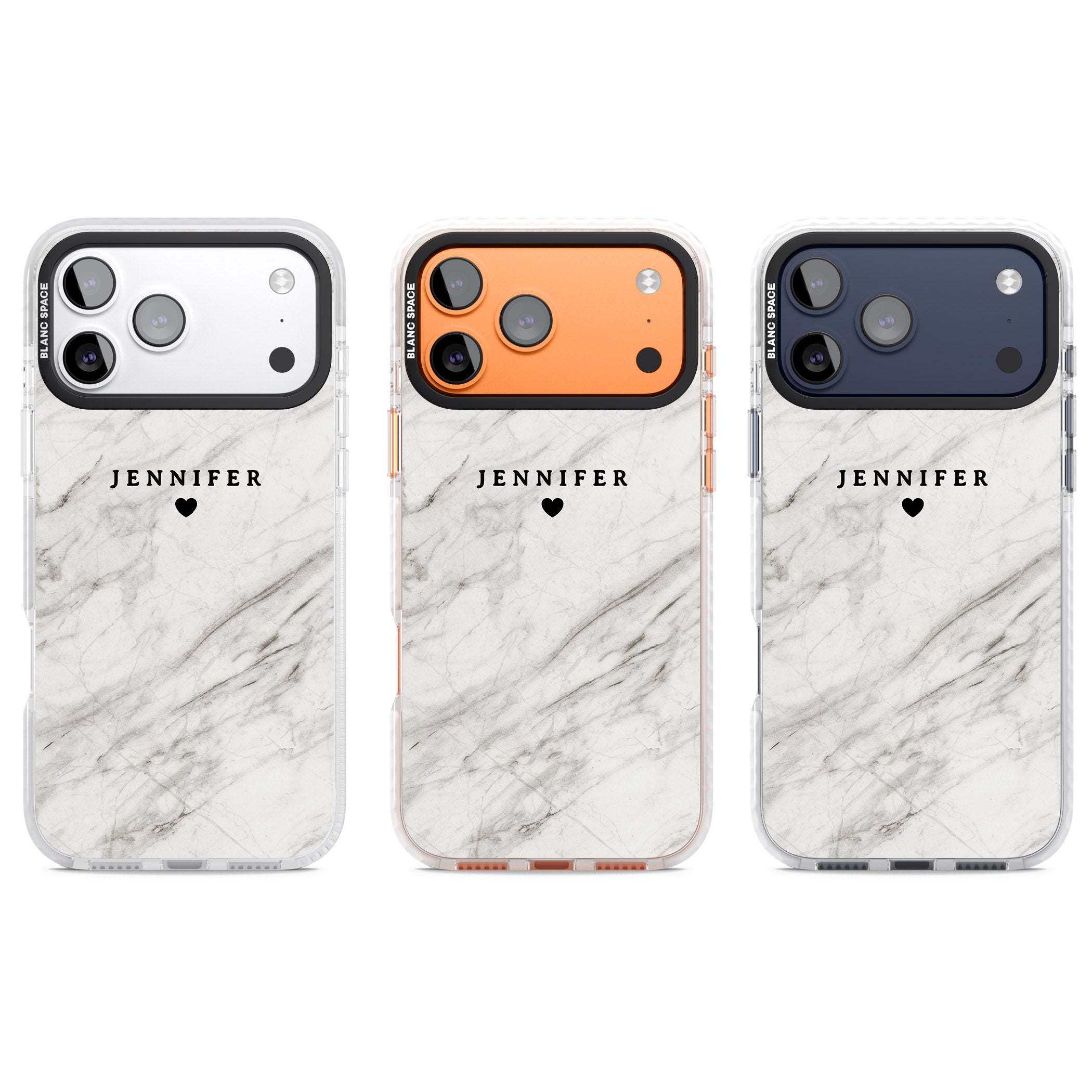 Personalised Light Grey Marble iPhone 17 Pro Impact Pro Clear Phone Case APT Impact Protection